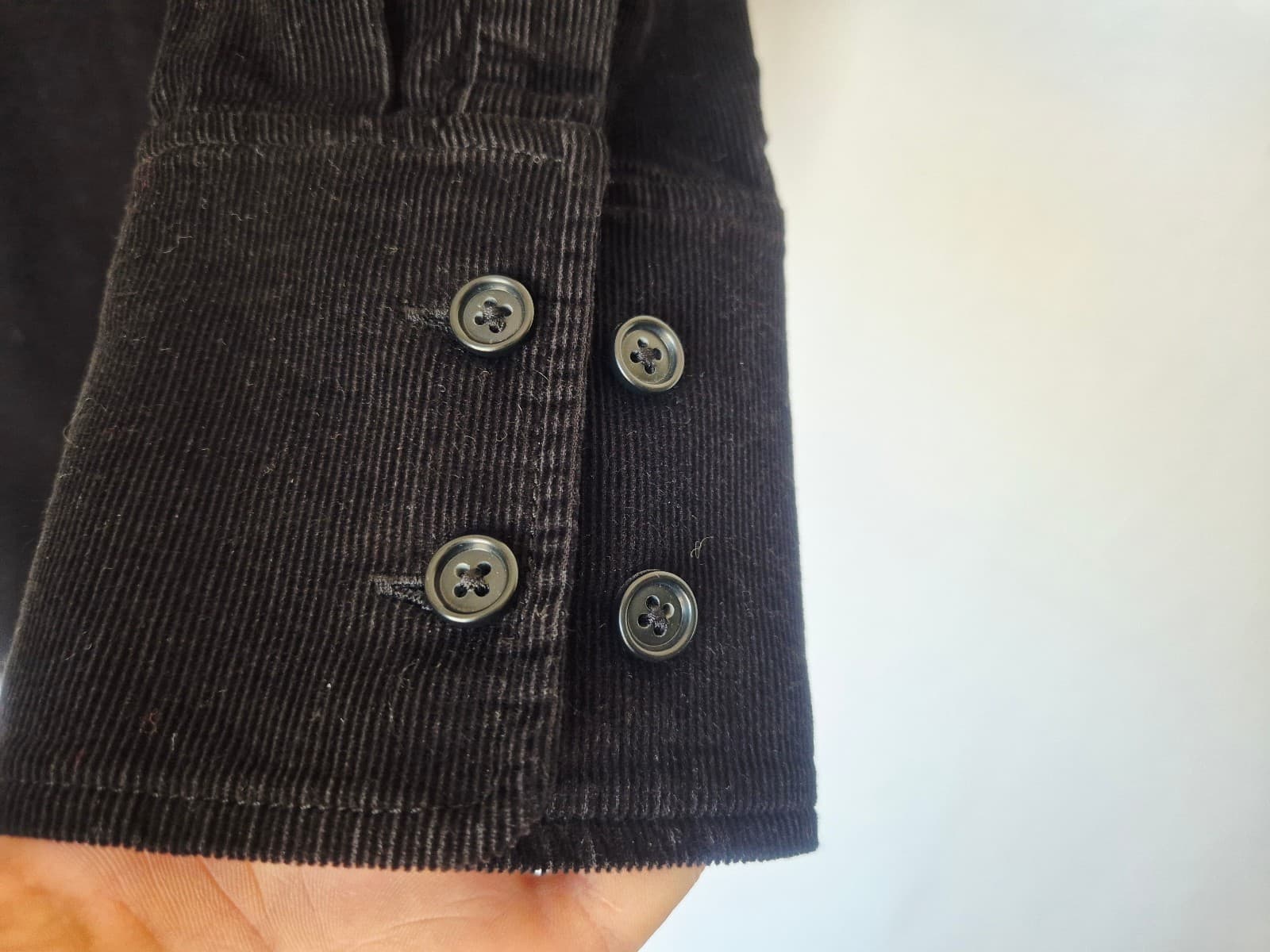 NWT COS Corduroy Button Down Long Sleeve Midi Shirt Dress Pocket Black Women US6 - Thumbnail 9