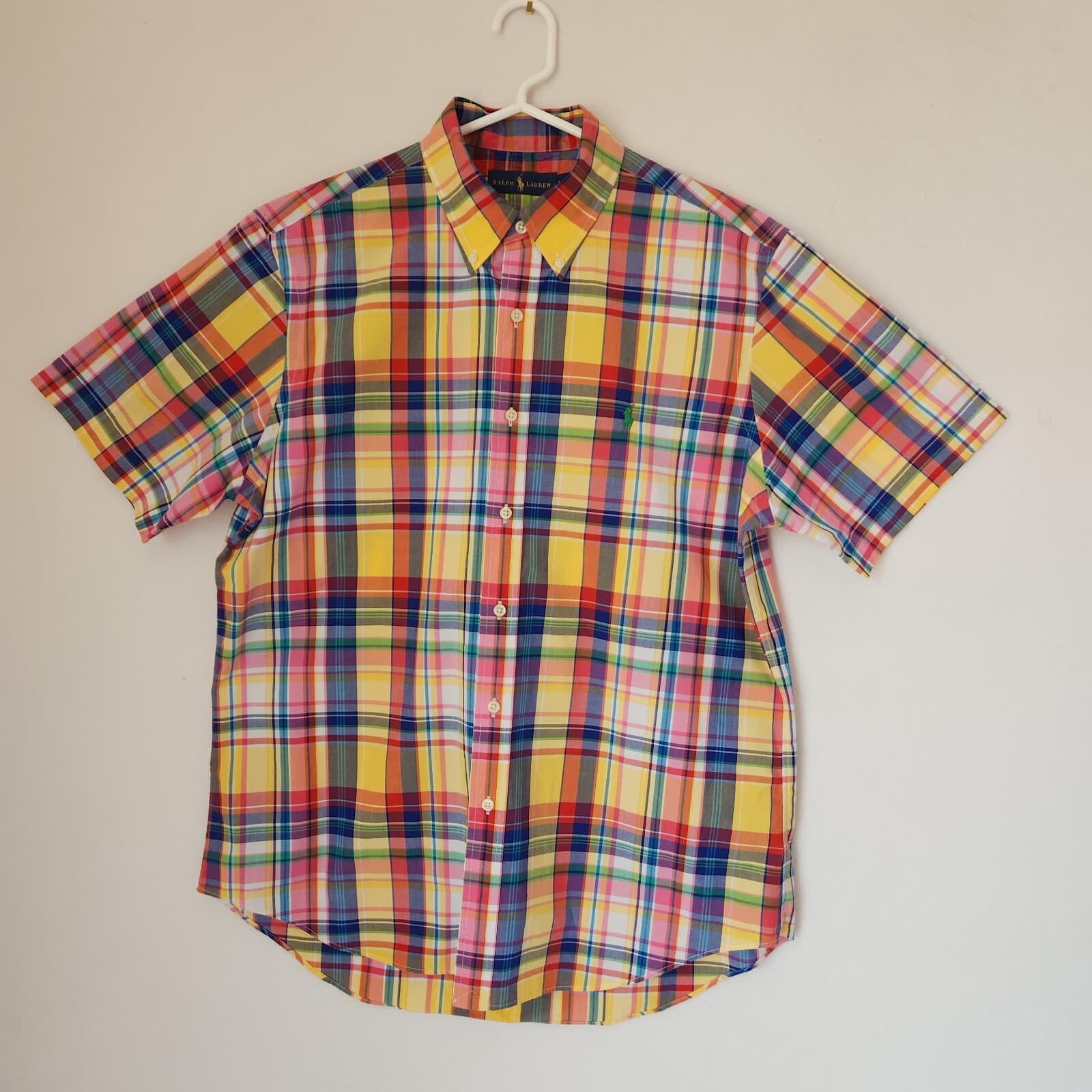 Ralph Lauren Pony Check Plaid Button-Up Shirt Short Sleeve Multicolor Men's L - Thumbnail 2
