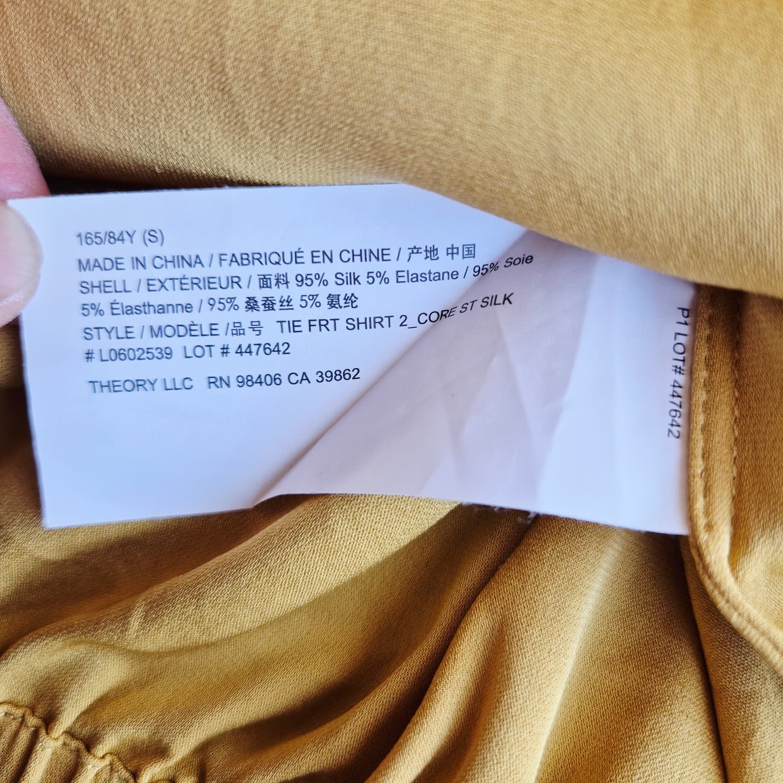 Theory Silk Blend Chiffon Tie-Front Button-Up Shirt Long Sleeve Yellow Women's S - Thumbnail 9
