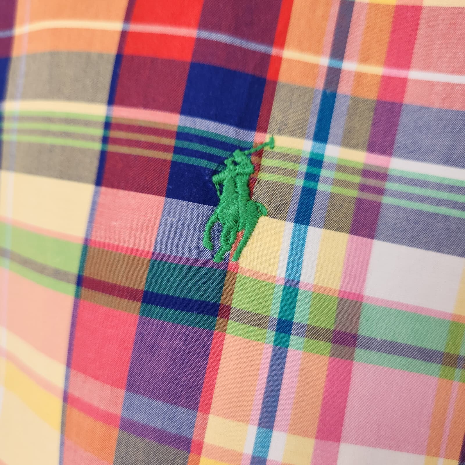 Ralph Lauren Pony Check Plaid Button-Up Shirt Short Sleeve Multicolor Men's L - Thumbnail 3