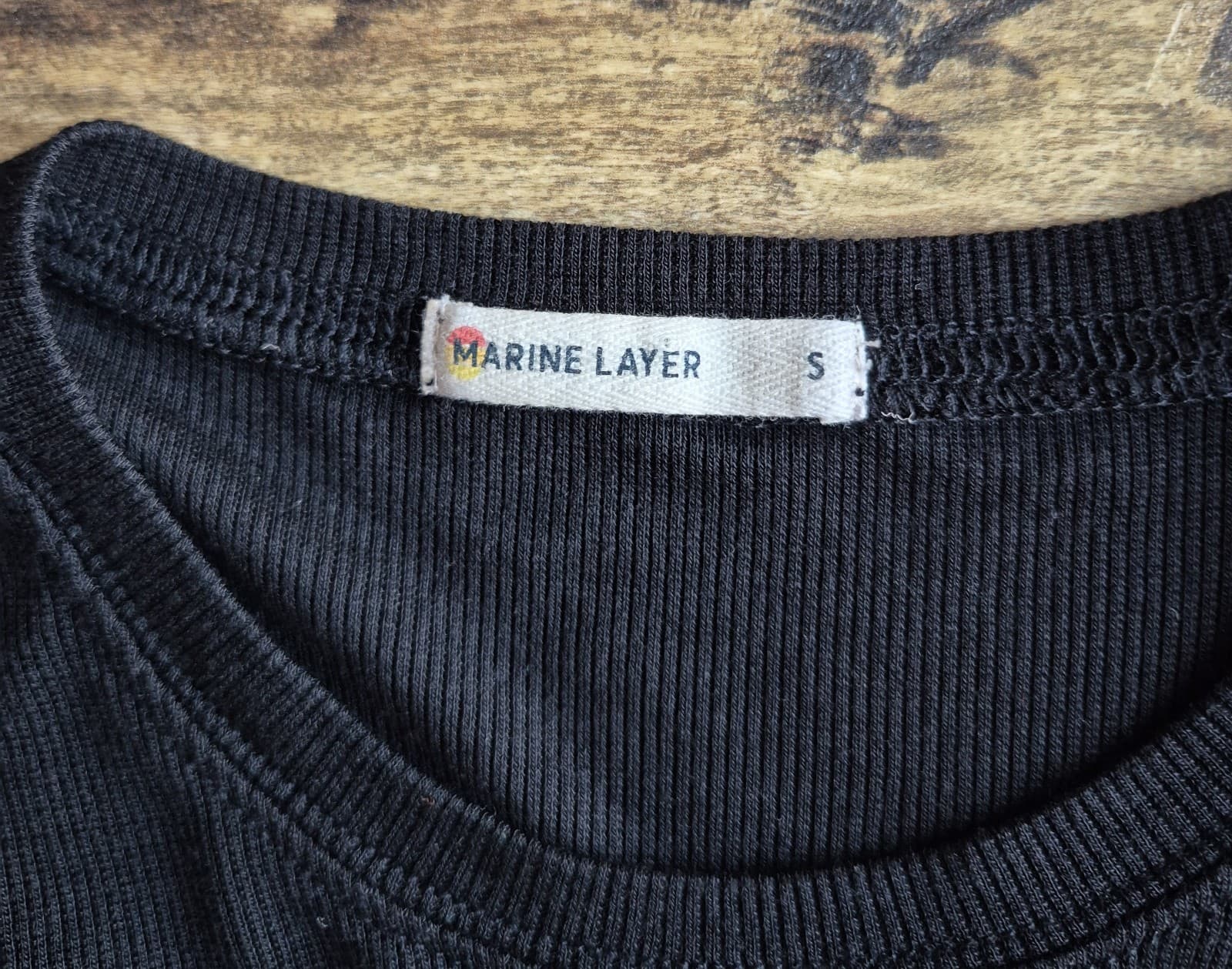 Marine Layer Front Twist Ribbed Knit Crew T-Shirt Short Sleeve Black Women's S - Thumbnail 11