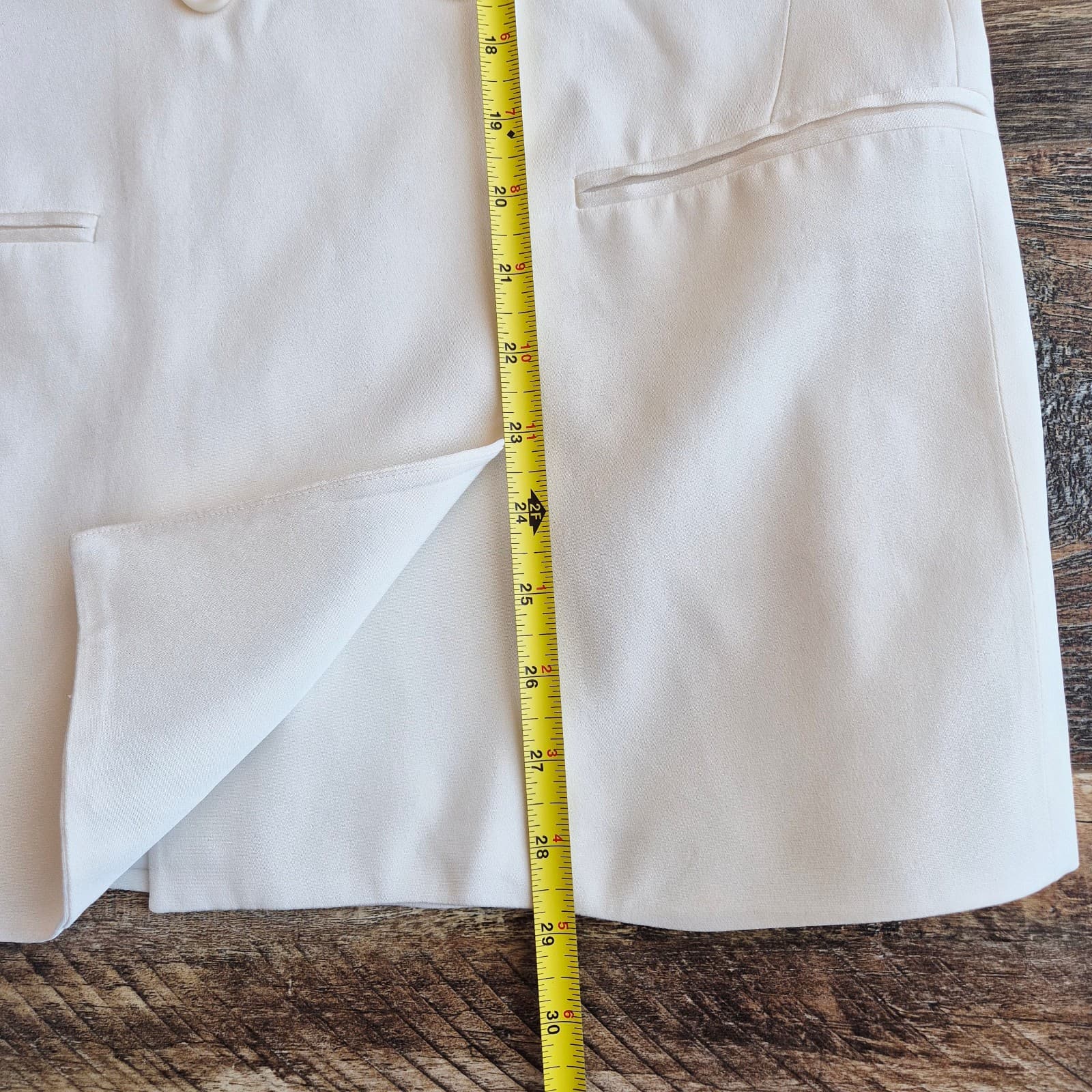 Theory Jannison 100% Silk Double-Breasted Blazer Pocket Lined White-Rice Sz.6 - Thumbnail 15