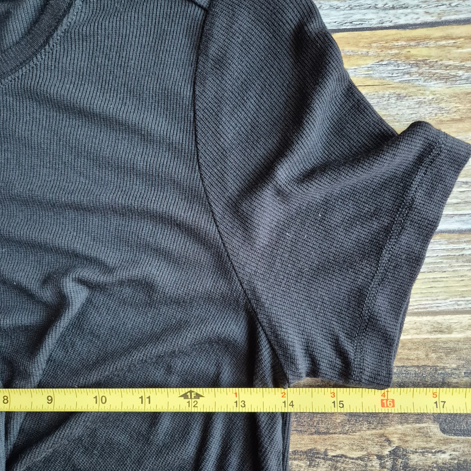 Marine Layer Front Twist Ribbed Knit Crew T-Shirt Short Sleeve Black Women's S - Thumbnail 9