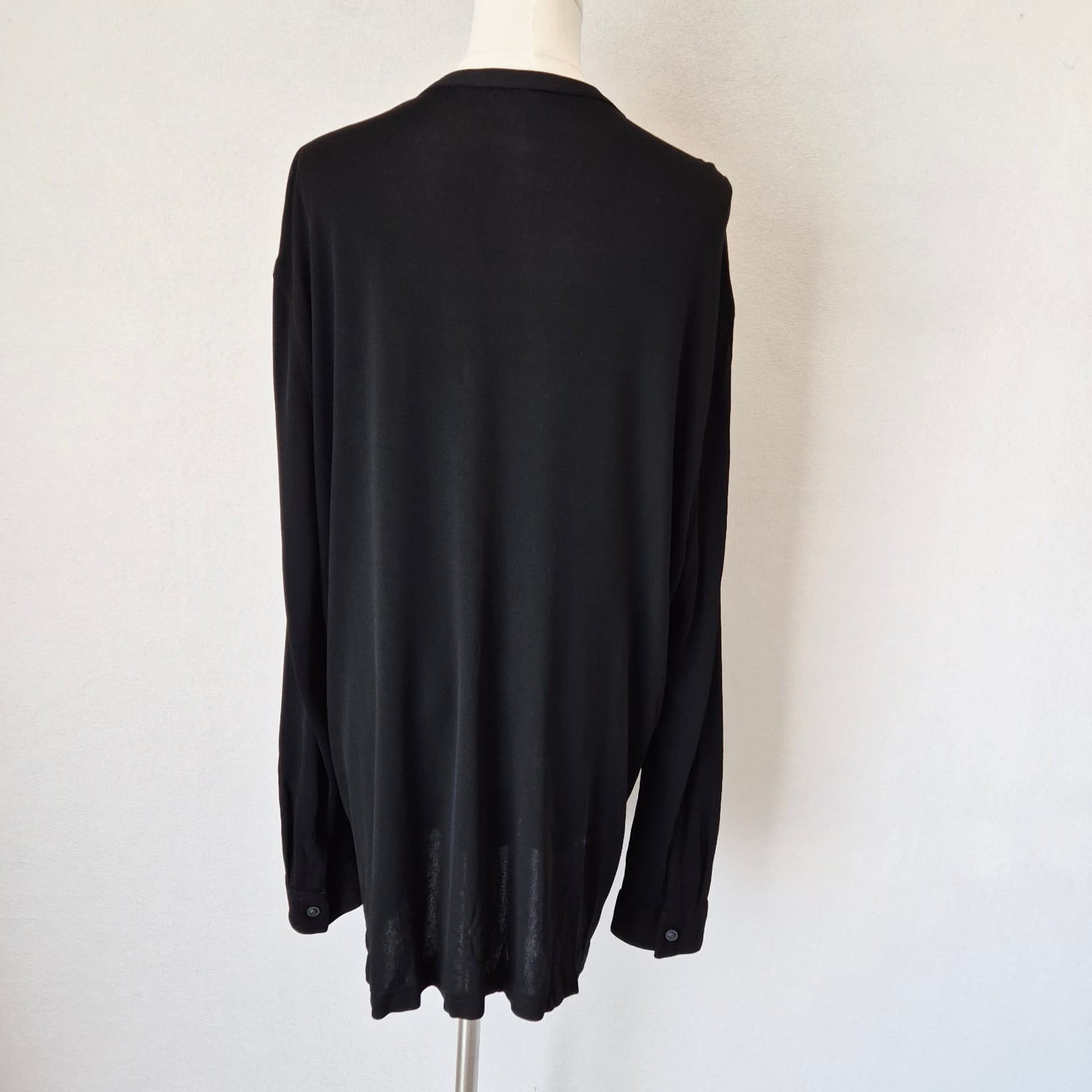 Vintage Gianni Versace Made in Italy Black Jersey Henley Top Long Sleeve Sz.50 - Thumbnail 8
