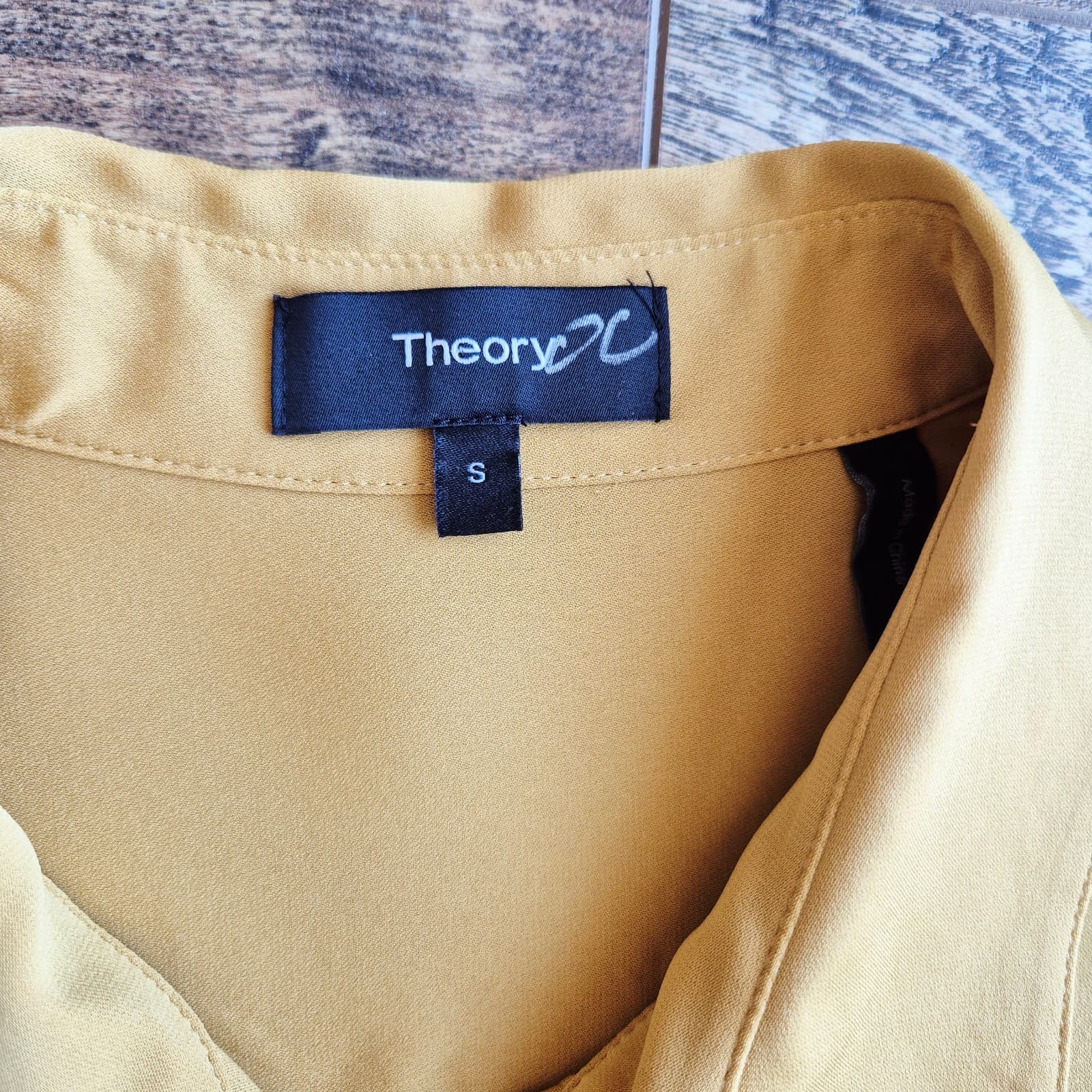 Theory Silk Blend Chiffon Tie-Front Button-Up Shirt Long Sleeve Yellow Women's S - Thumbnail 8