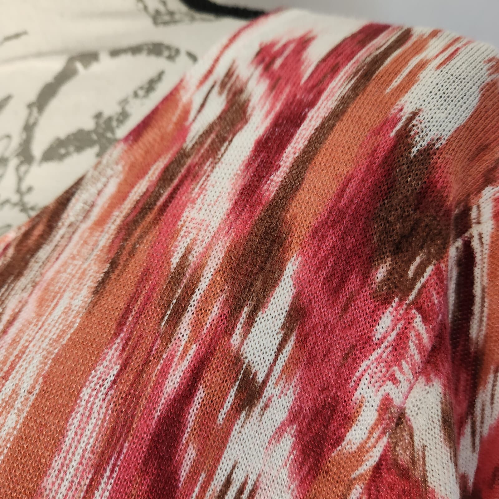 EUC J.Jill Linen Blend Abstract Cardigan Button 3/4 Sleeve Multicolor Women's XL - Thumbnail 4