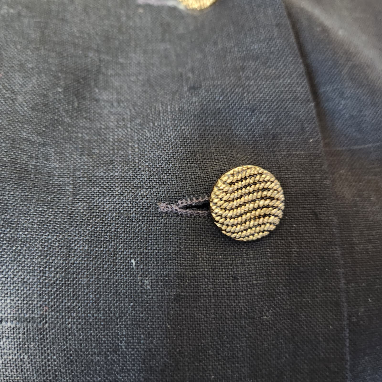 Vintage'80s Comme Par Hasard France Linen Blazer Gold Button Black Women Sz.2 - Thumbnail 4