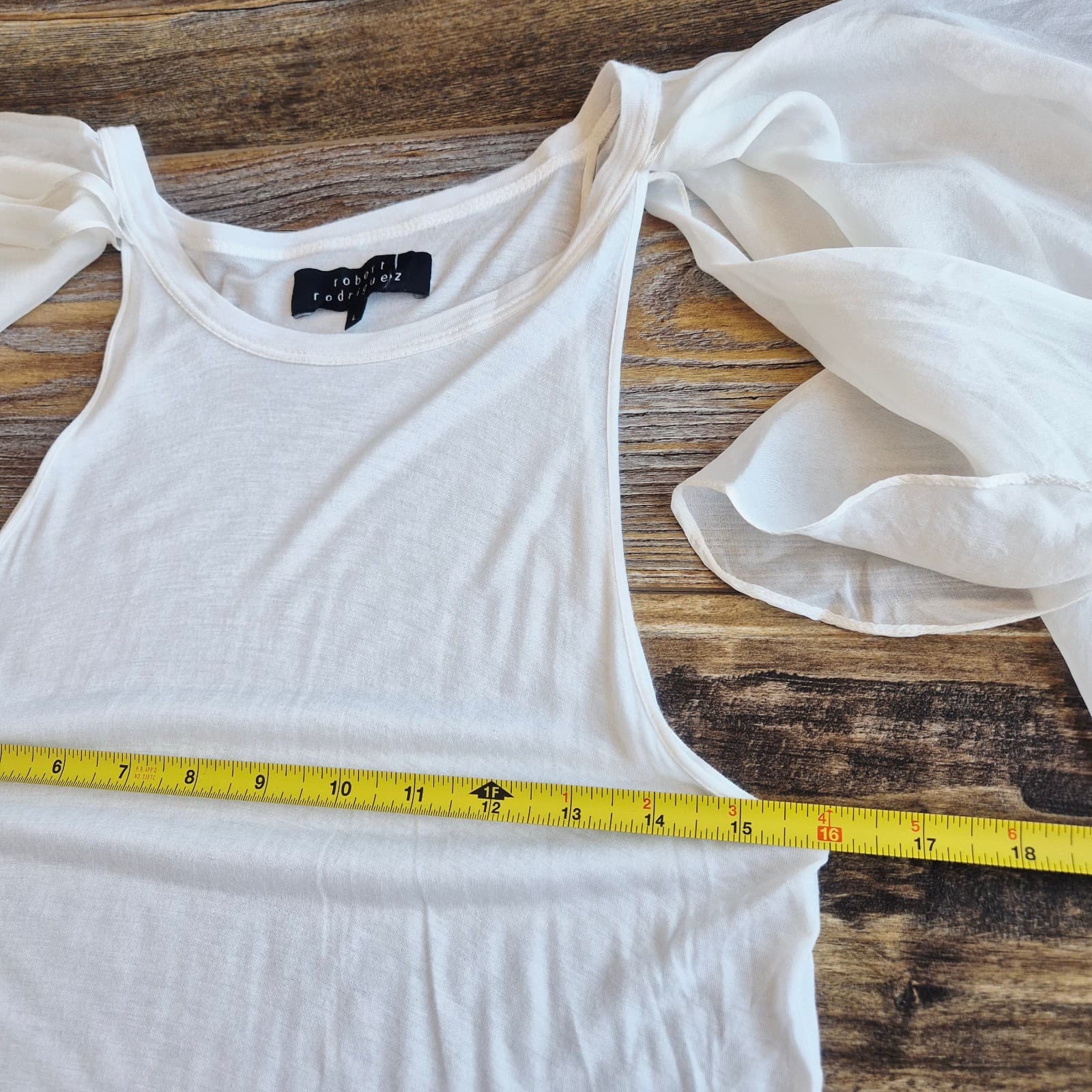 Robert Rodriguez Silk Modal Ruffle Overlay Long Billowy Sleeve Top White Sz.L - Thumbnail 15