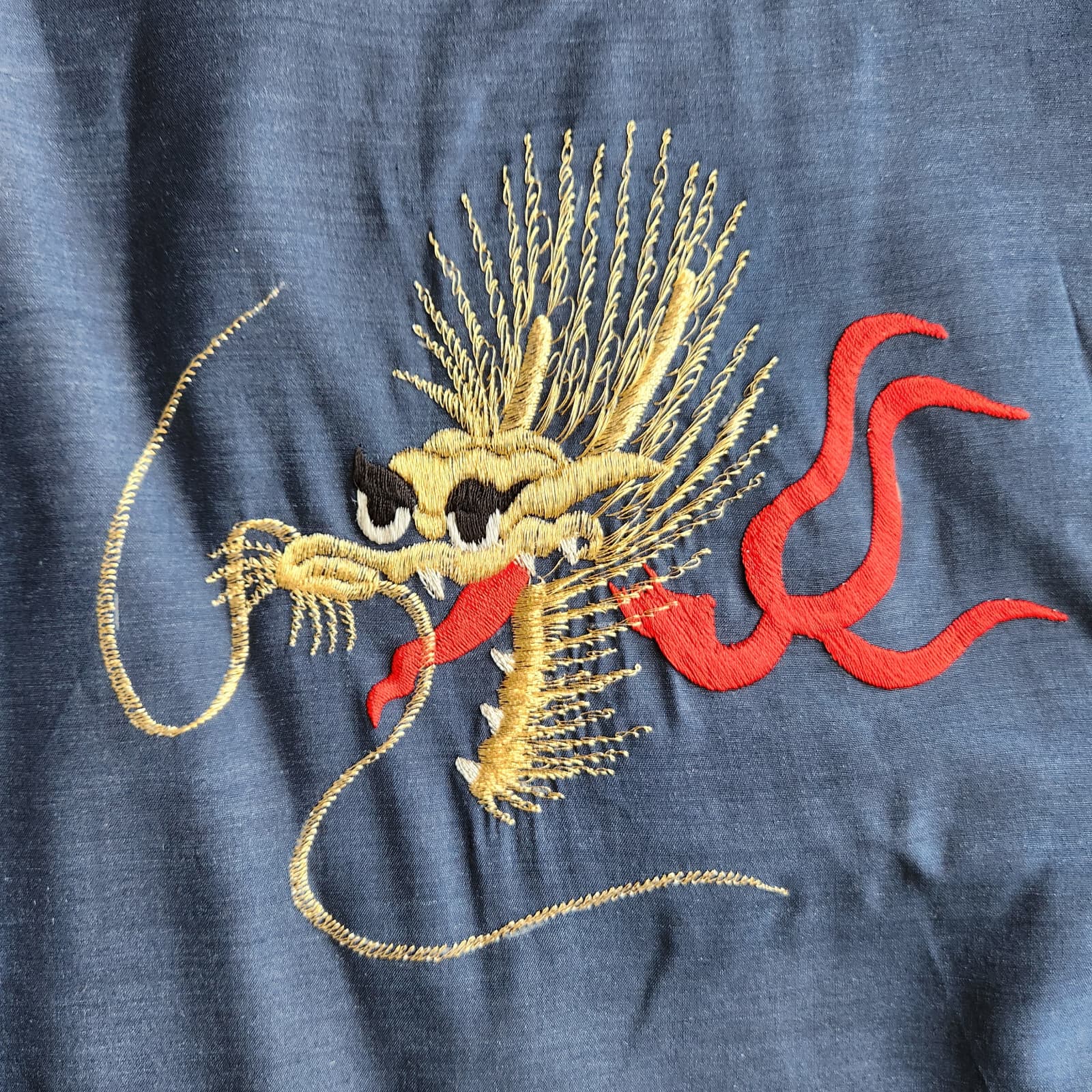 Japanese Dragon Embroidered Silk Kimono Robe Belt Blue Men's O/S Made in Japan - Thumbnail 7