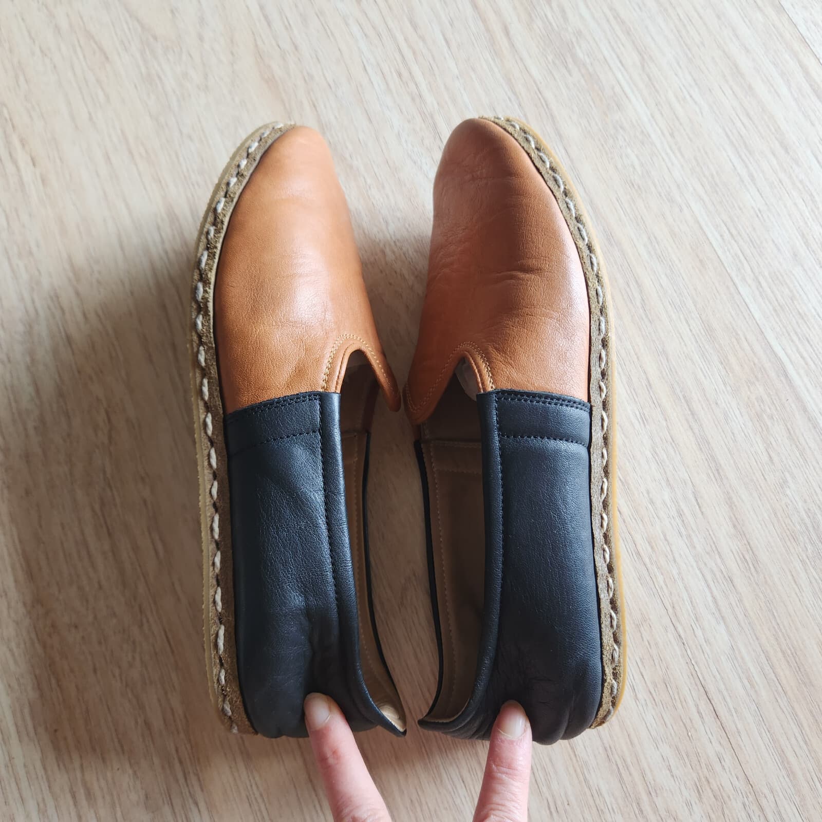 Kosker Yemeni Leather Handmade Turkish Classic Slip-On Shoes Black Brown EU W38 - Thumbnail 5