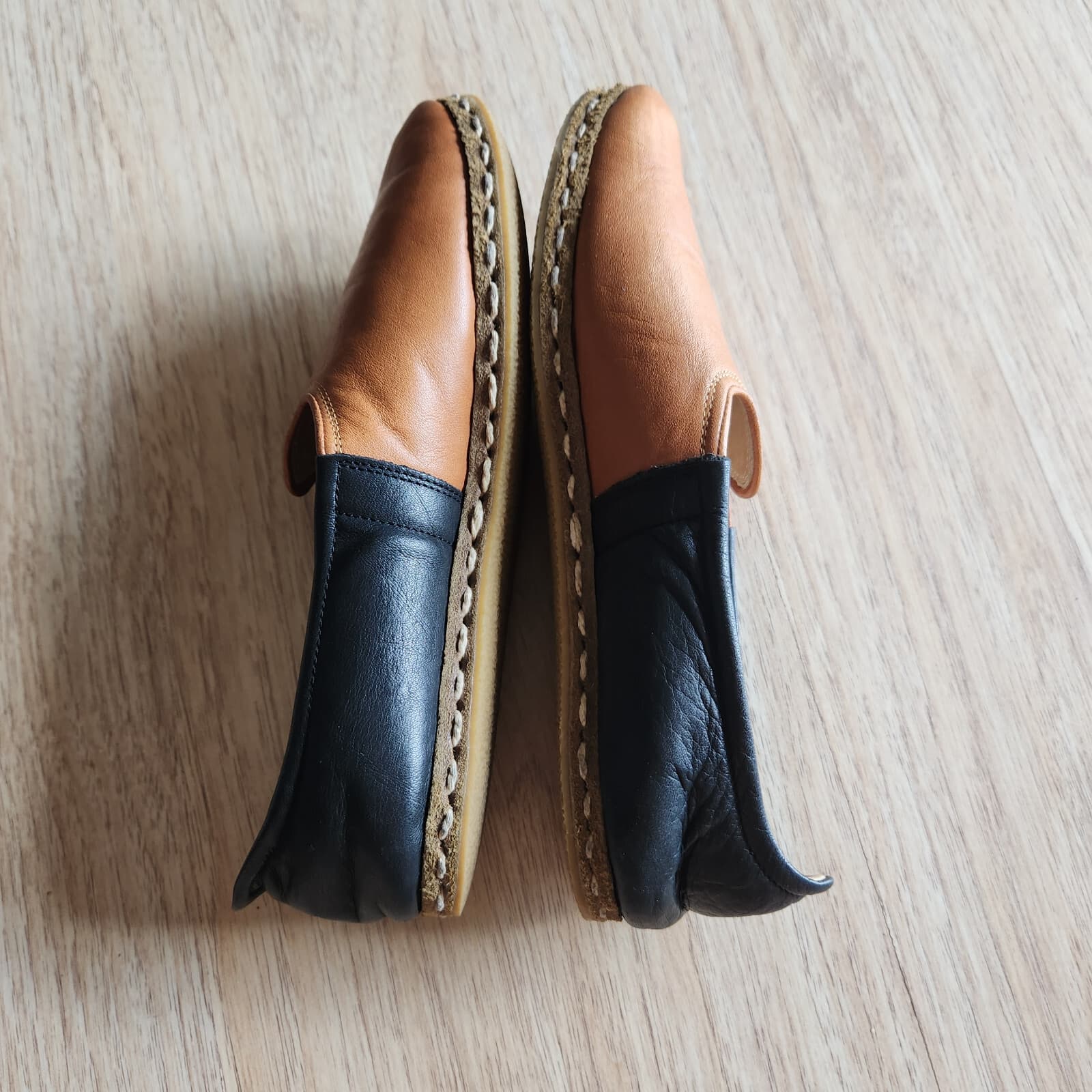 Kosker Yemeni Leather Handmade Turkish Classic Slip-On Shoes Black Brown EU W38 - Thumbnail 6