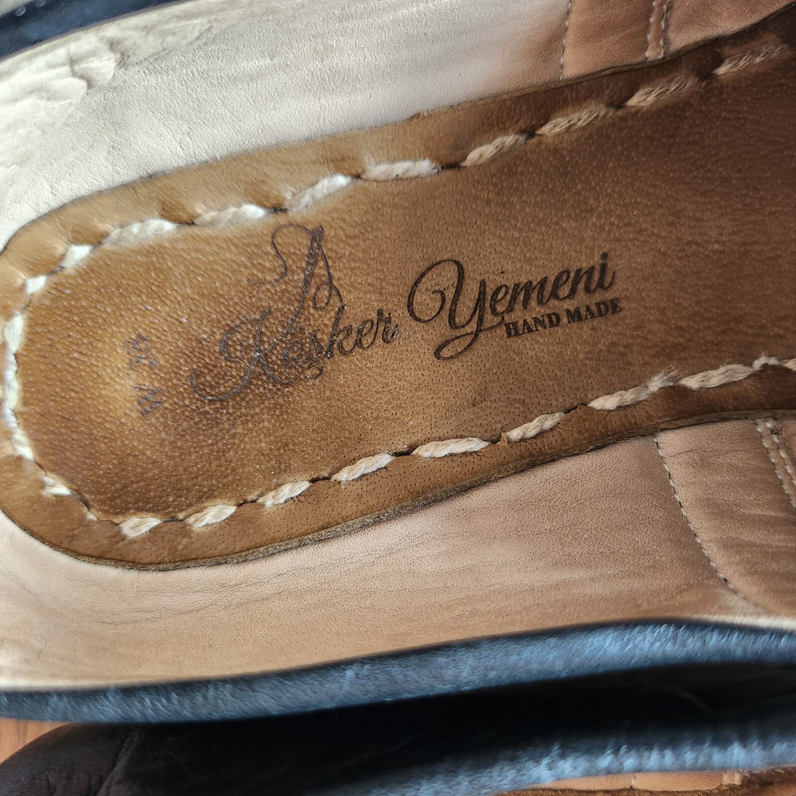 Kosker Yemeni Leather Handmade Turkish Classic Slip-On Shoes Black Brown EU W38 - Thumbnail 10