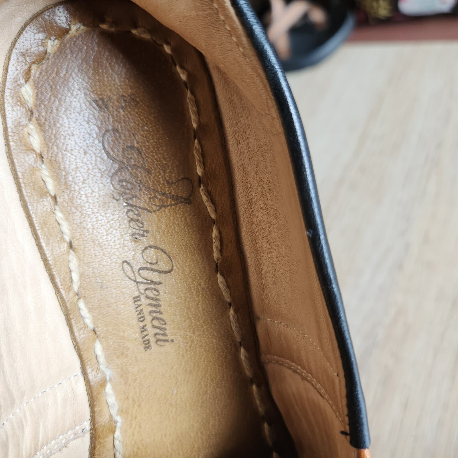 Kosker Yemeni Leather Handmade Turkish Classic Slip-On Shoes Black Brown EU W38 - Thumbnail 11