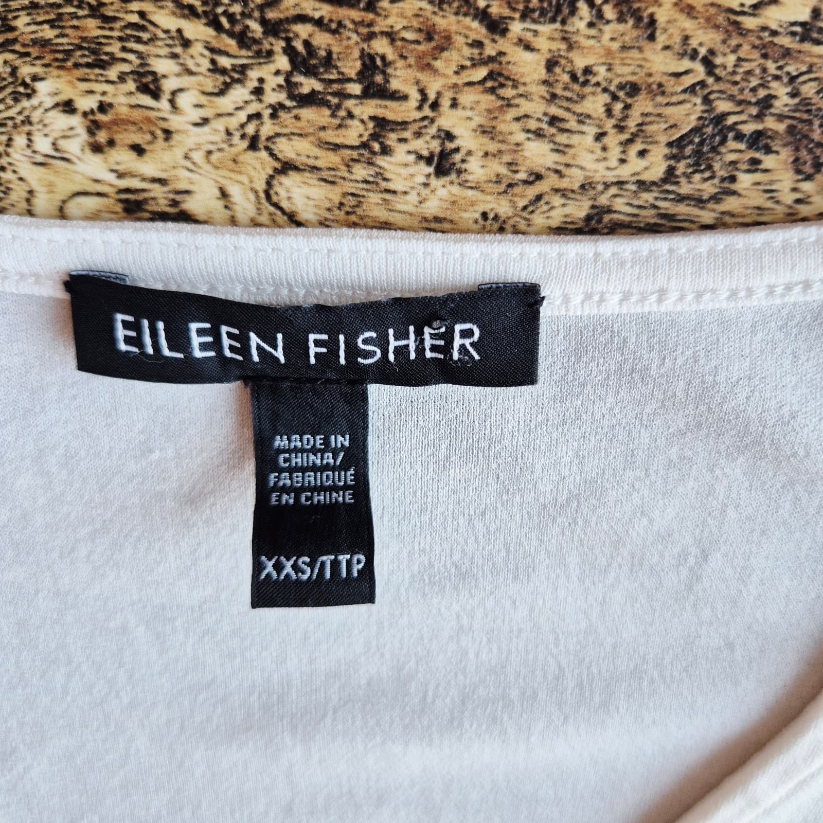 EILEEN FISHER 100% Silk Jersey Ivory Overlay Tunic Top V-Neck 3/4 Sleeve Sz.XXS - Thumbnail 7