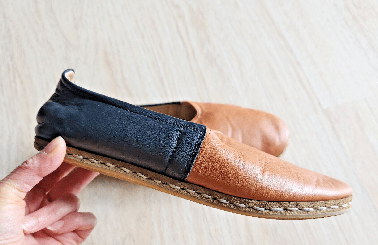 Kosker Yemeni Leather Handmade Turkish Classic Slip-On Shoes Black Brown EU W38 - Thumbnail 2