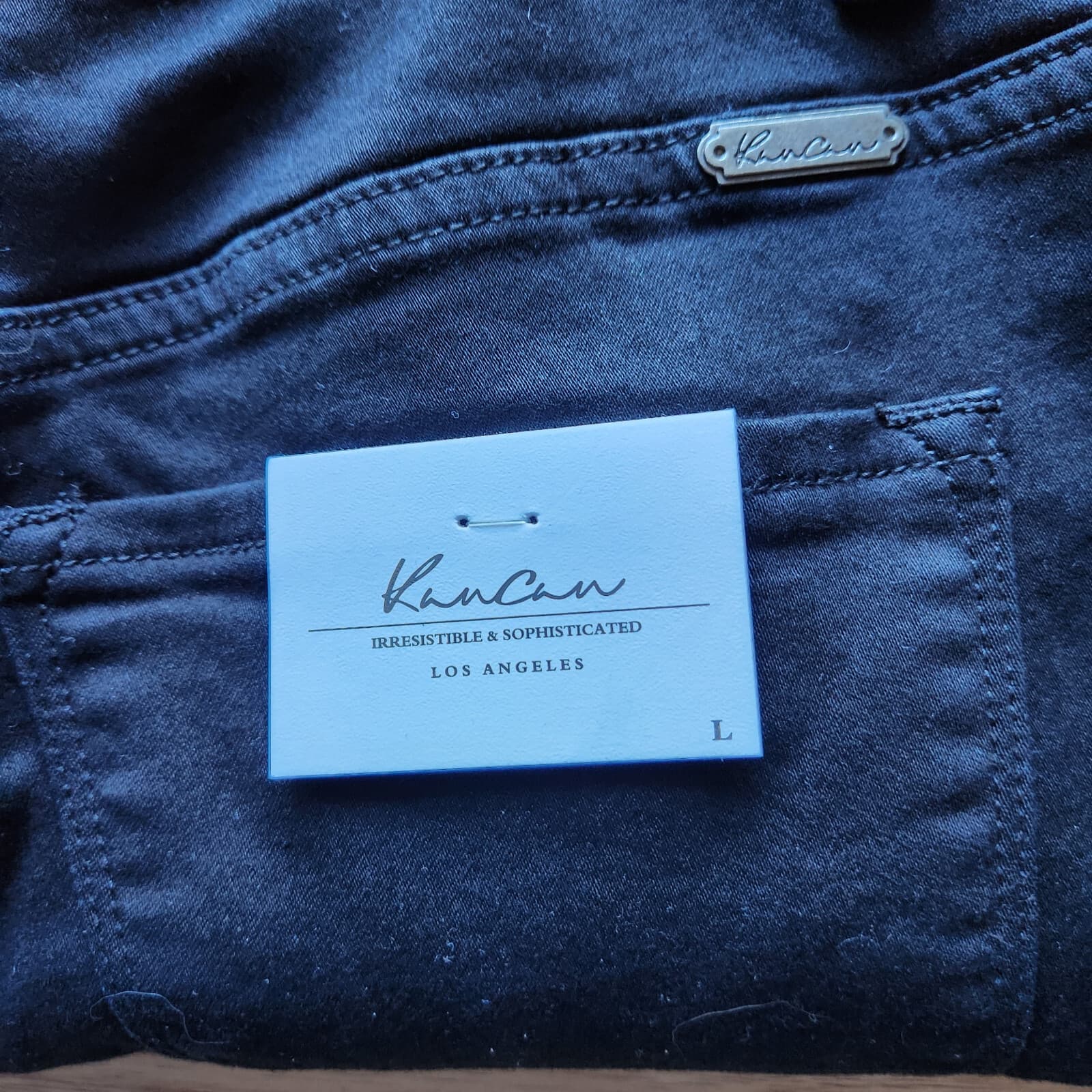 NWT Kancan Mid-Rise Stretch Cuffed Overalls Slim Leg Black Denim Women's L - Thumbnail 11