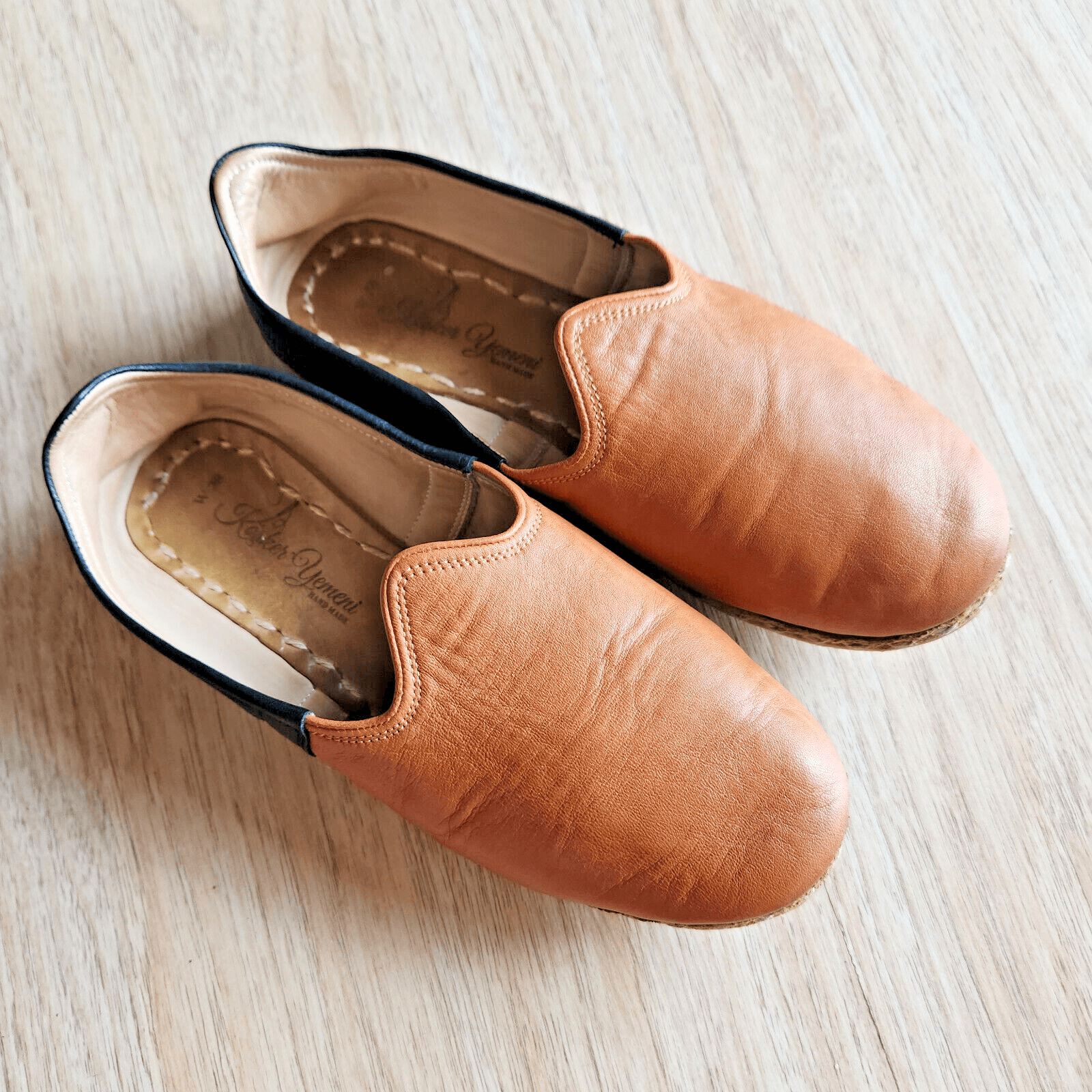 Kosker Yemeni Leather Handmade Turkish Classic Slip-On Shoes Black Brown EU W38 - Thumbnail 4
