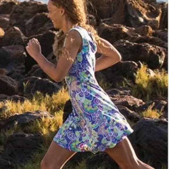 Title Nine Steadfast Floral Mini Dress Sleeveless Cross Back Zip Pocket Womens S - Thumbnail 3