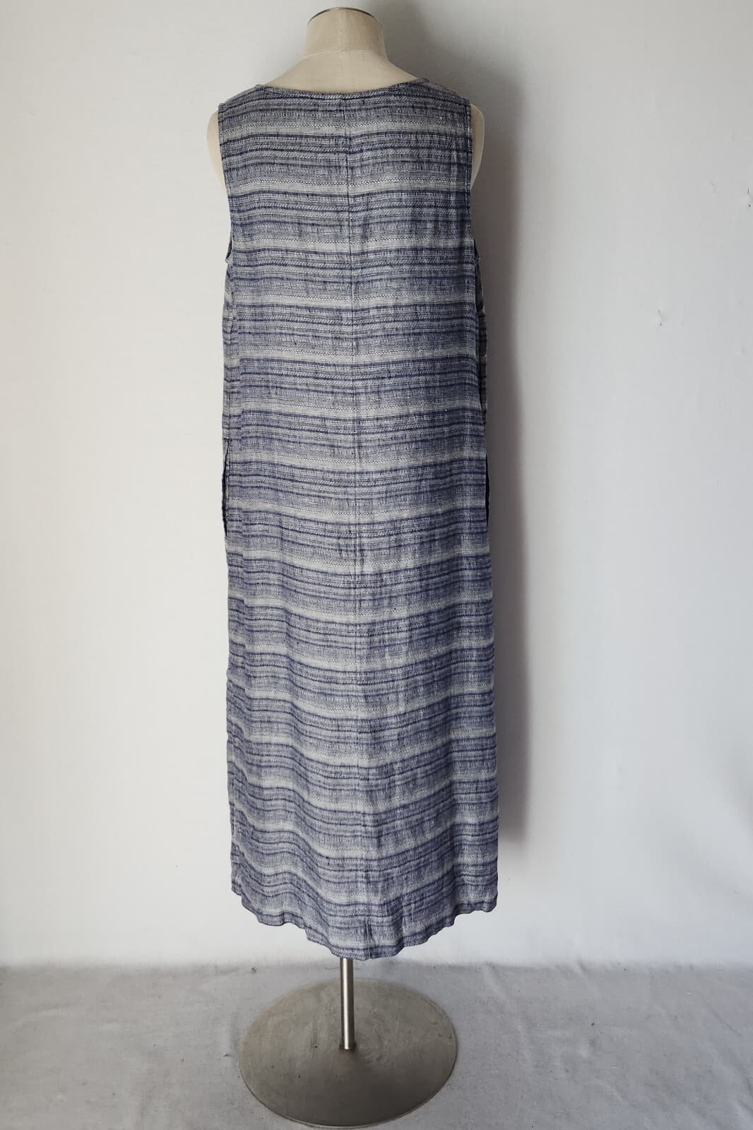 NWT Pure Jill Linen Tunic Shift Dress Key-Hole Sleeveless Pocket Sapphire L $129 - Thumbnail 6