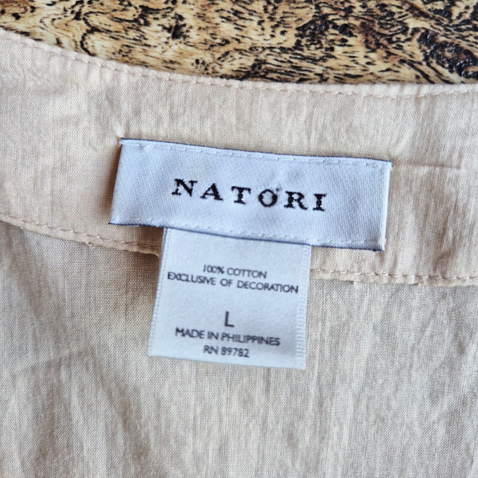 NATORI Cotton Embroidered Poplin Long Tunic Top Long Sleeve Beige Women's L - Thumbnail 8