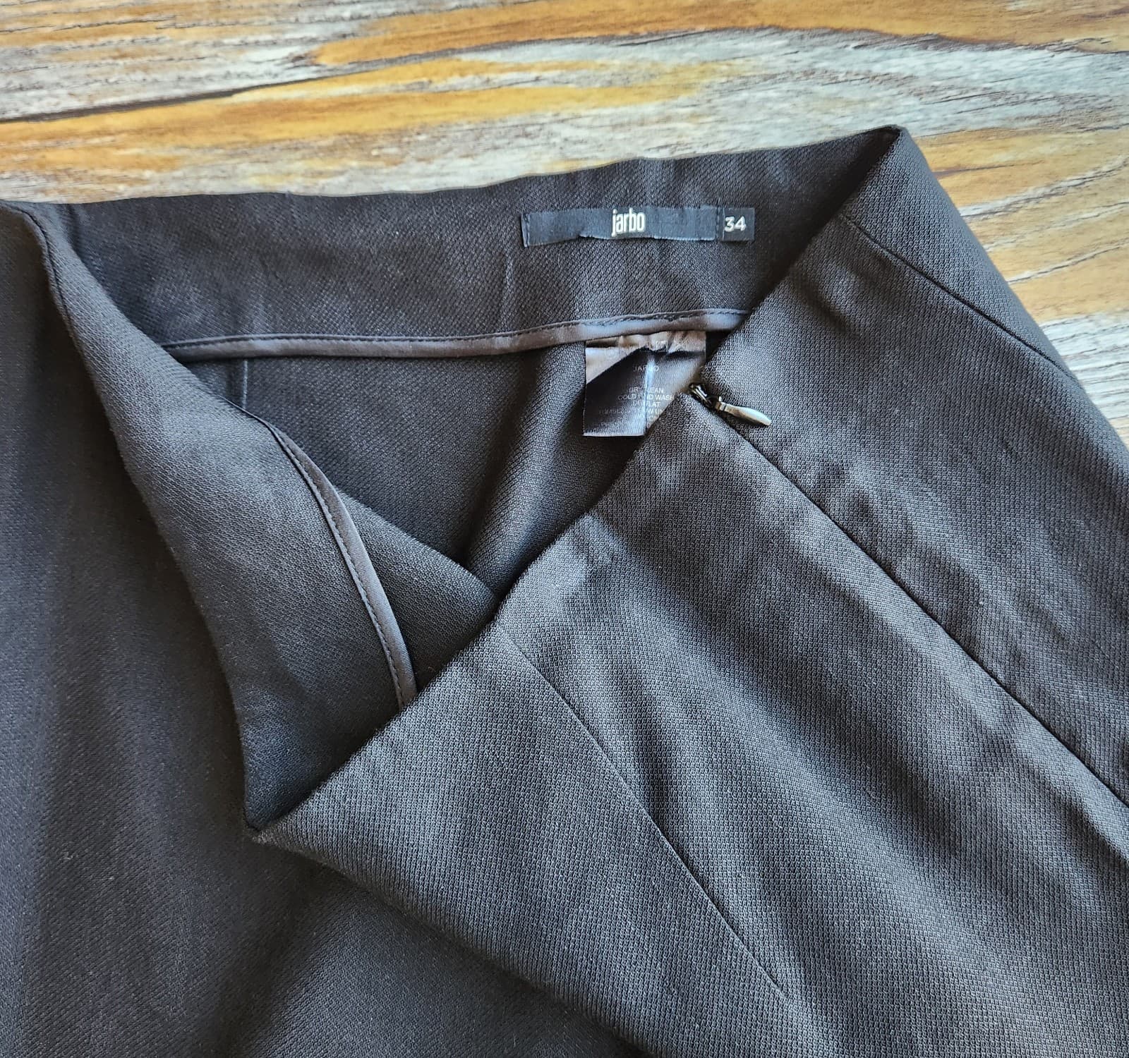 Jarbo Linen Blend Slim-Fit Ankle Cropped Pants Side-Zip Stretch Black Sz.34 - Thumbnail 5