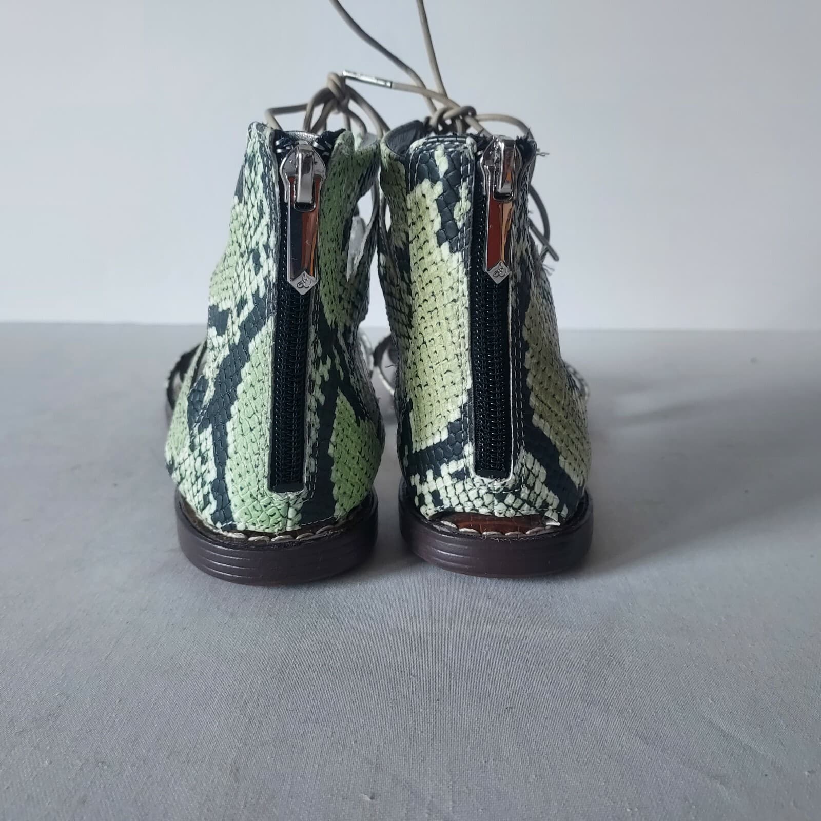 NWoB Sam Edelman Gwenna Green Snakeskin Gladiator Leather Sandals Zip-Ankle US9 - Thumbnail 6