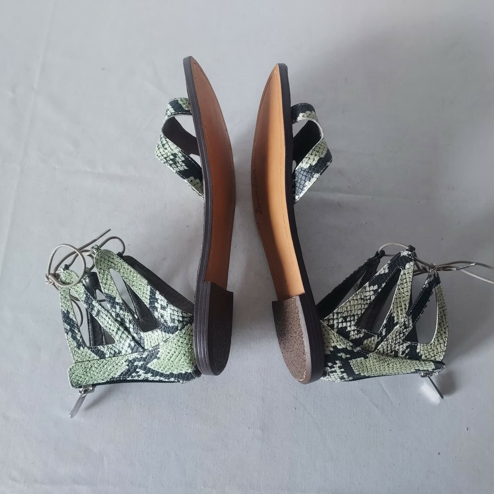 NWoB Sam Edelman Gwenna Green Snakeskin Gladiator Leather Sandals Zip-Ankle US9 - Thumbnail 7