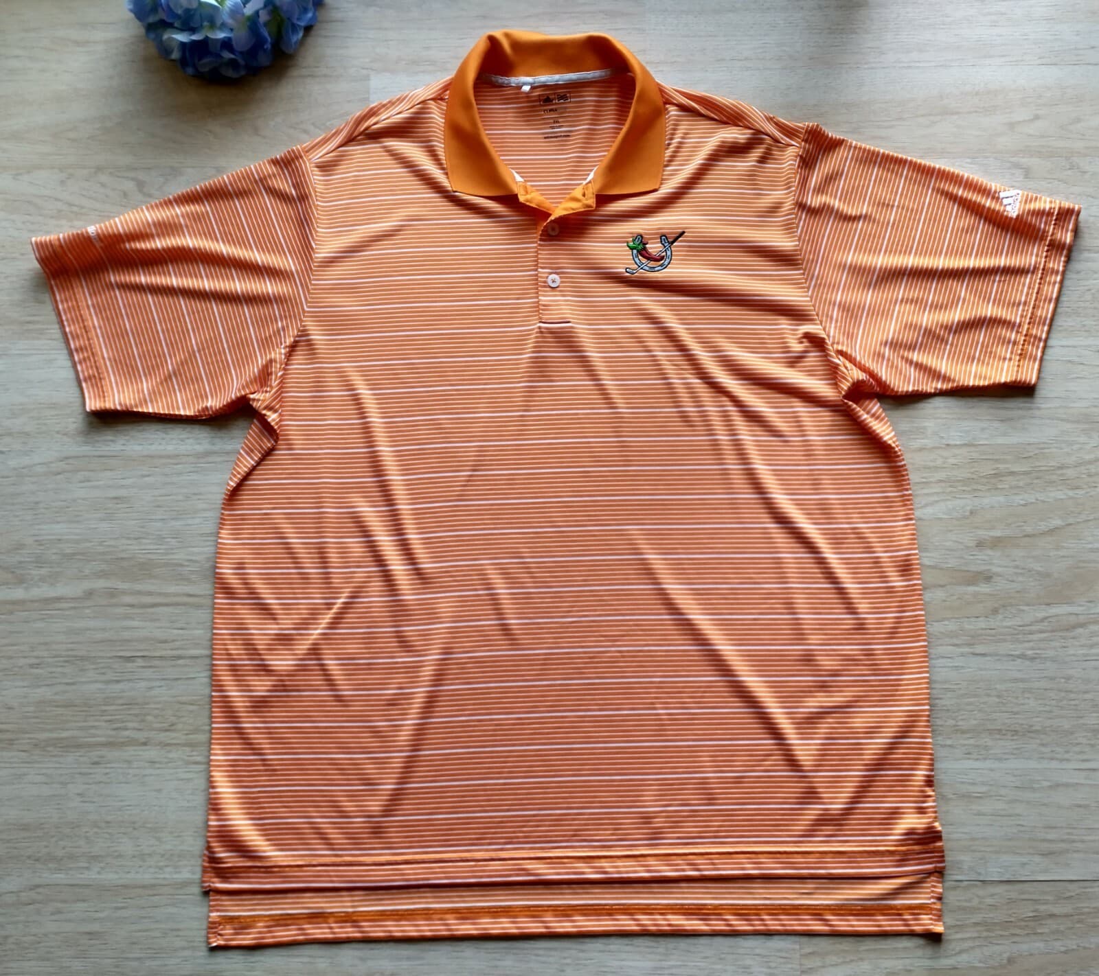 Adidas Climalite 2012 Invitational Men Golf Polo Shirt Orange Stripe Sz.2XL - Thumbnail 2