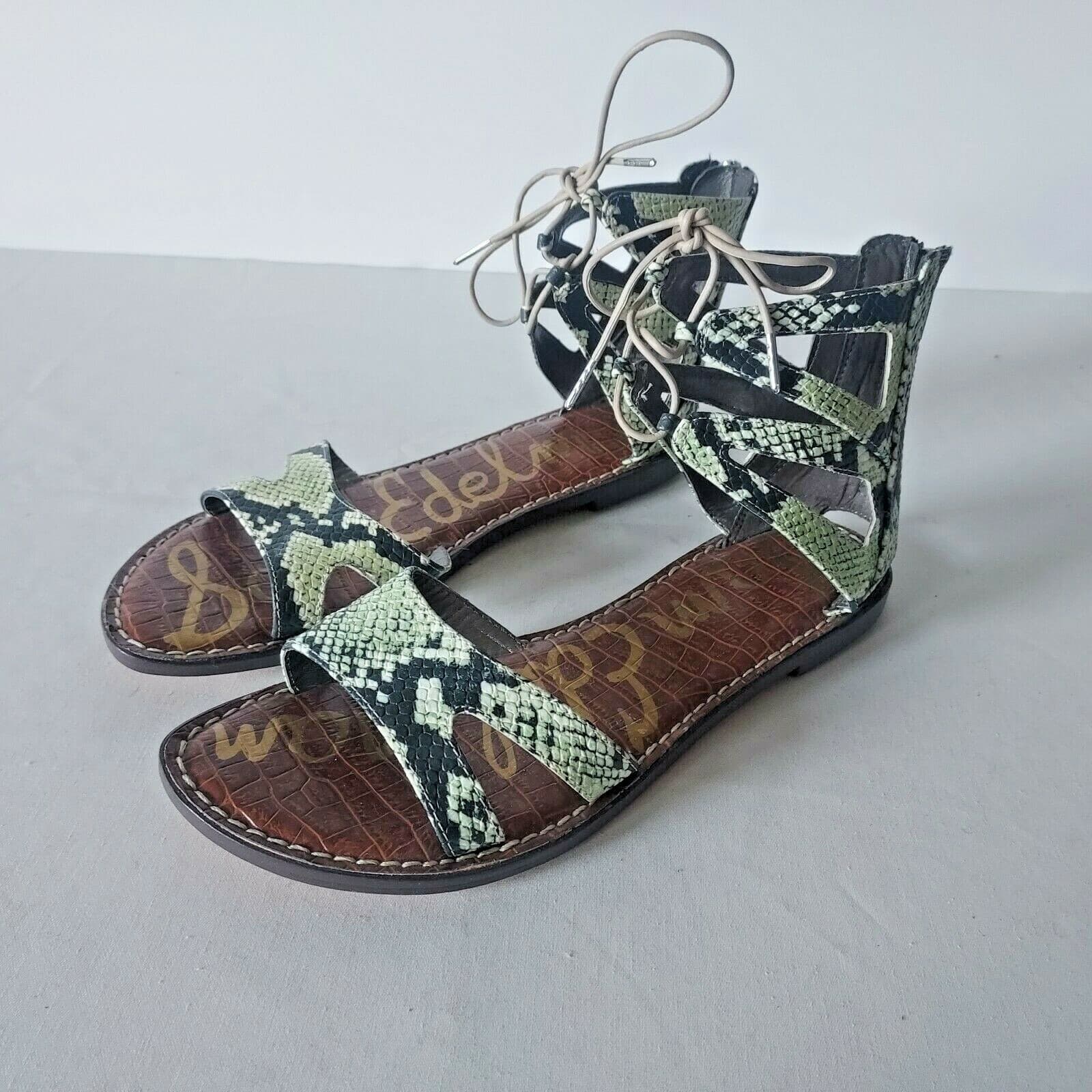NWoB Sam Edelman Gwenna Green Snakeskin Gladiator Leather Sandals Zip-Ankle US9 - Thumbnail 3