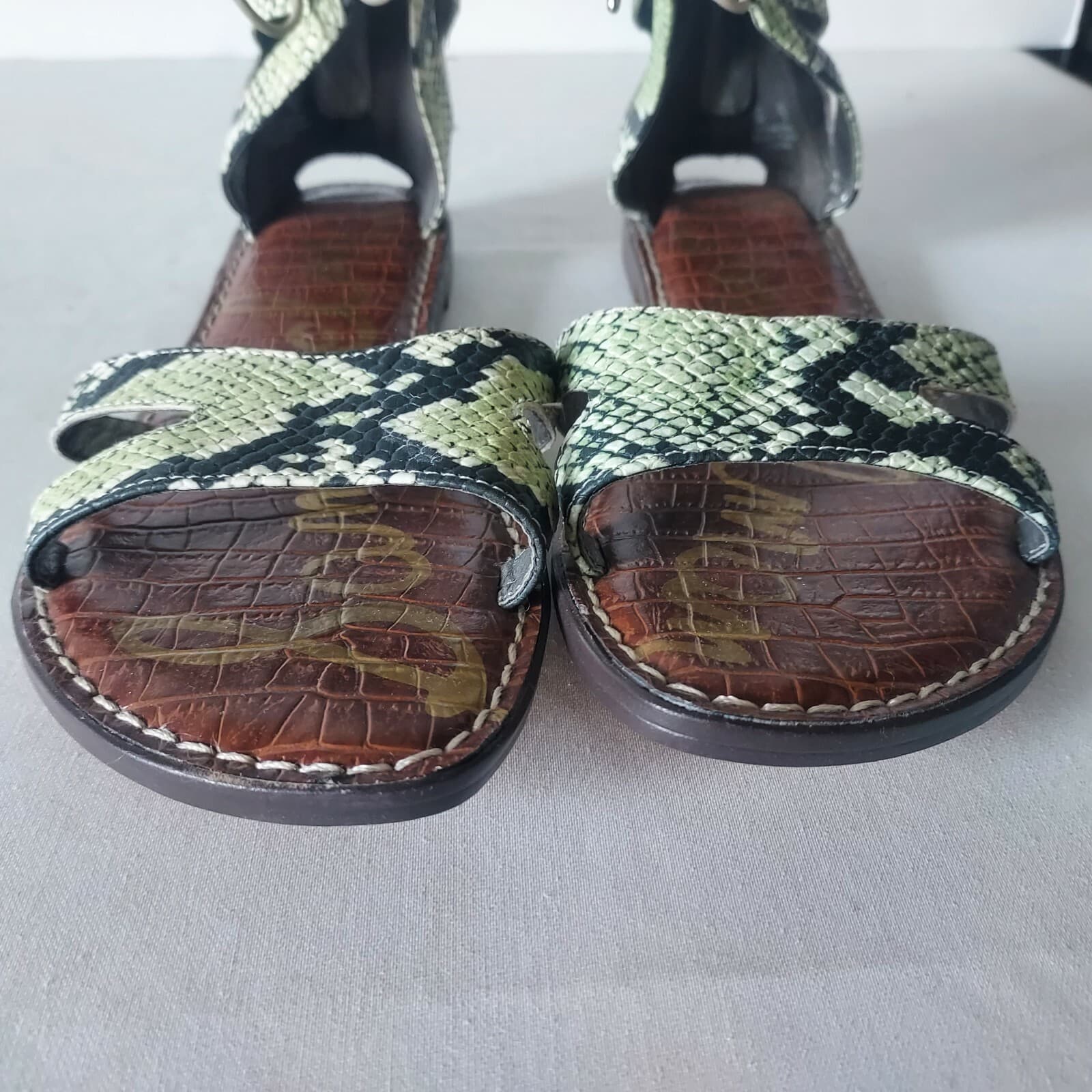 NWoB Sam Edelman Gwenna Green Snakeskin Gladiator Leather Sandals Zip-Ankle US9 - Thumbnail 4