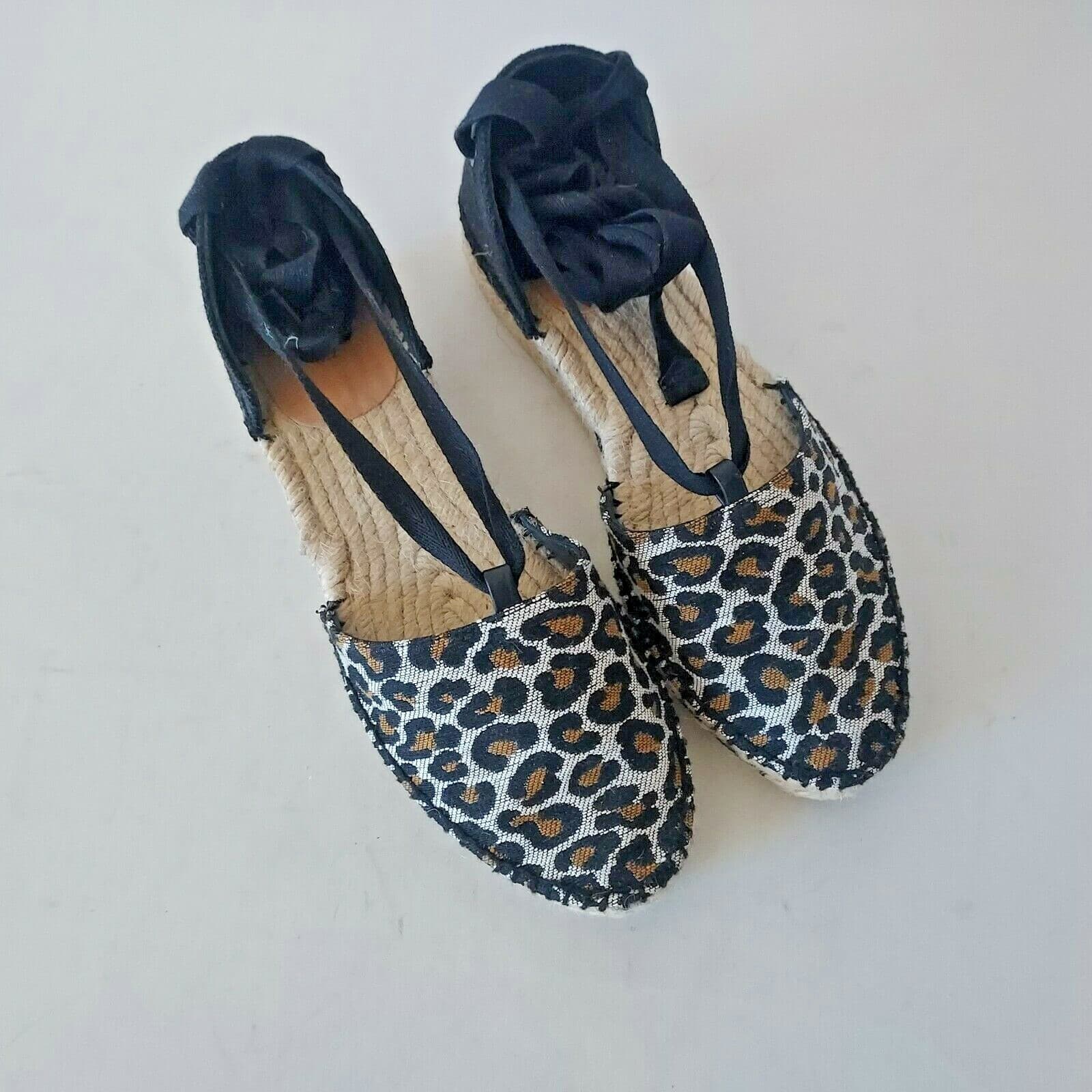 NWoB Castañer Gabriela Leopard Low Espadrille Sandel Ribbon Ankle-Tie Black EU37 - Thumbnail 3