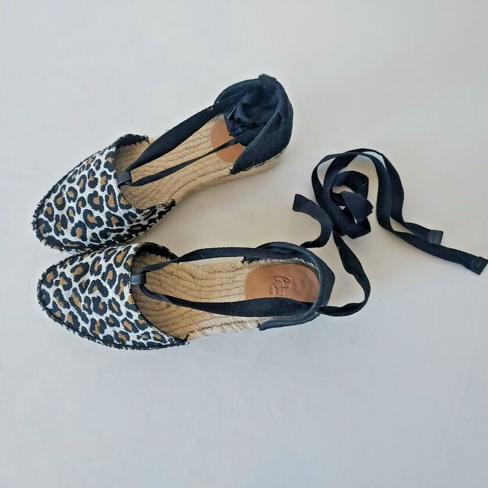 NWoB Castañer Gabriela Leopard Low Espadrille Sandel Ribbon Ankle-Tie Black EU37 - Thumbnail 4