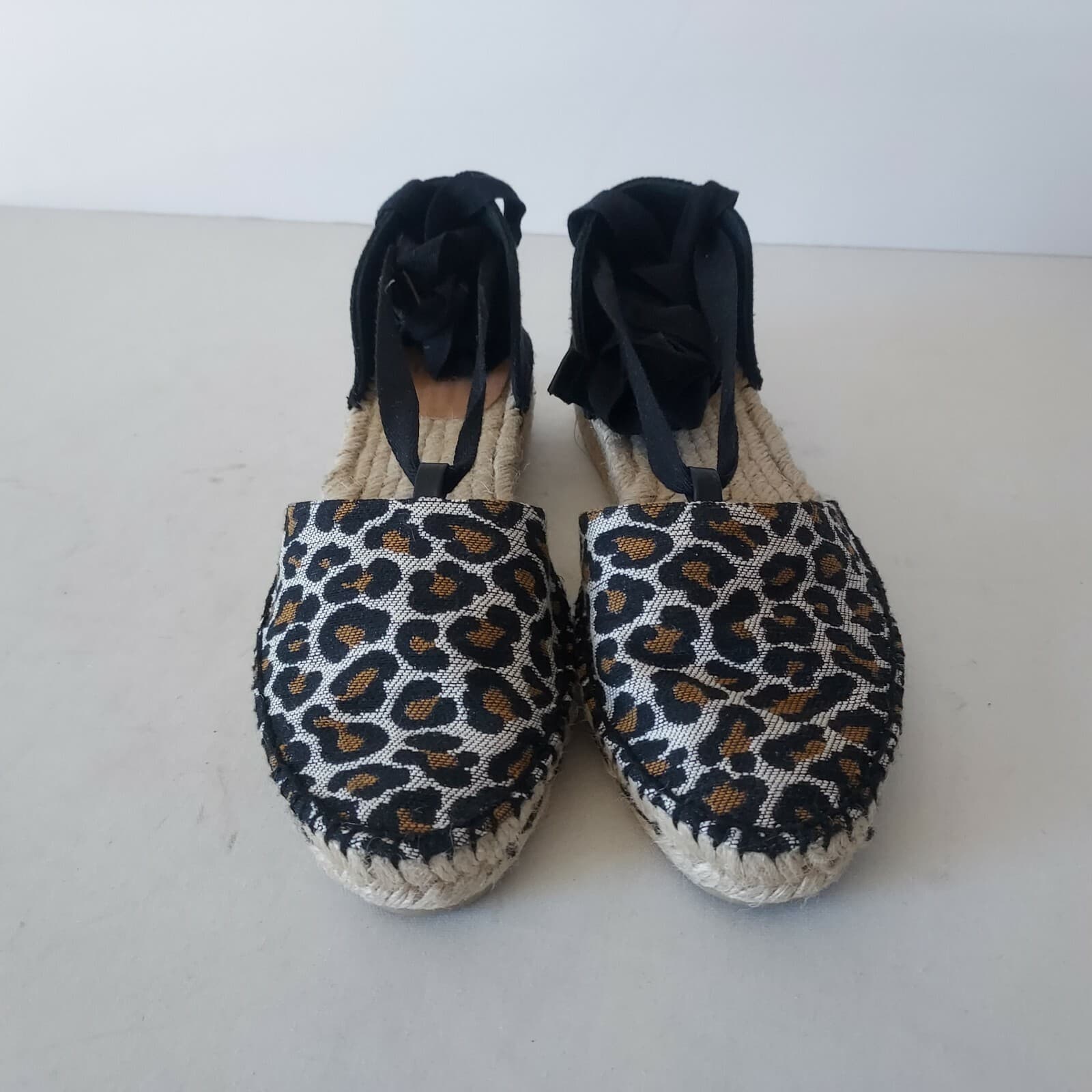 NWoB Castañer Gabriela Leopard Low Espadrille Sandel Ribbon Ankle-Tie Black EU37 - Thumbnail 6