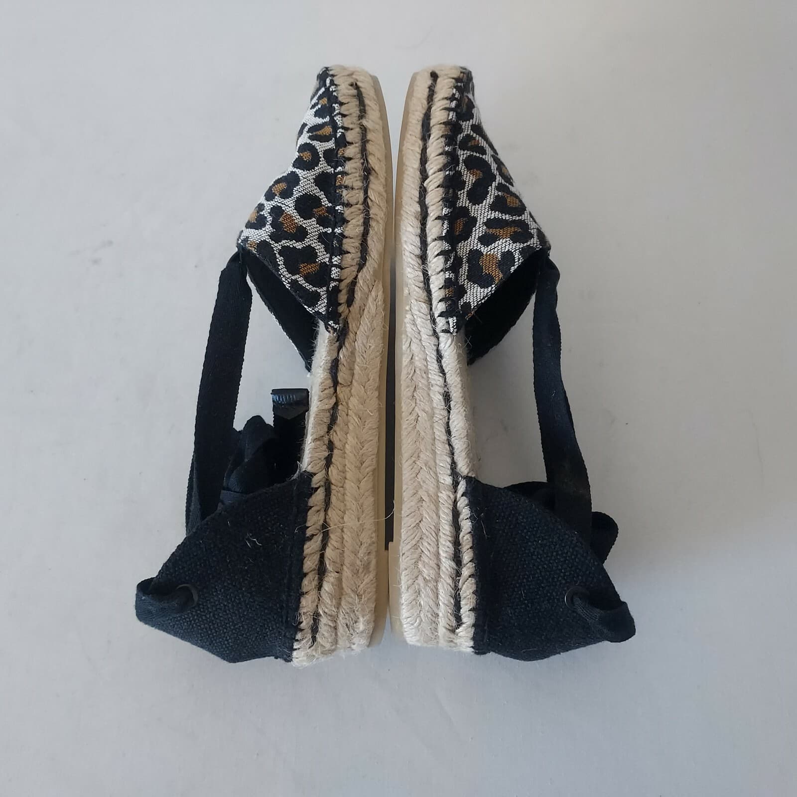 NWoB Castañer Gabriela Leopard Low Espadrille Sandel Ribbon Ankle-Tie Black EU37 - Thumbnail 7