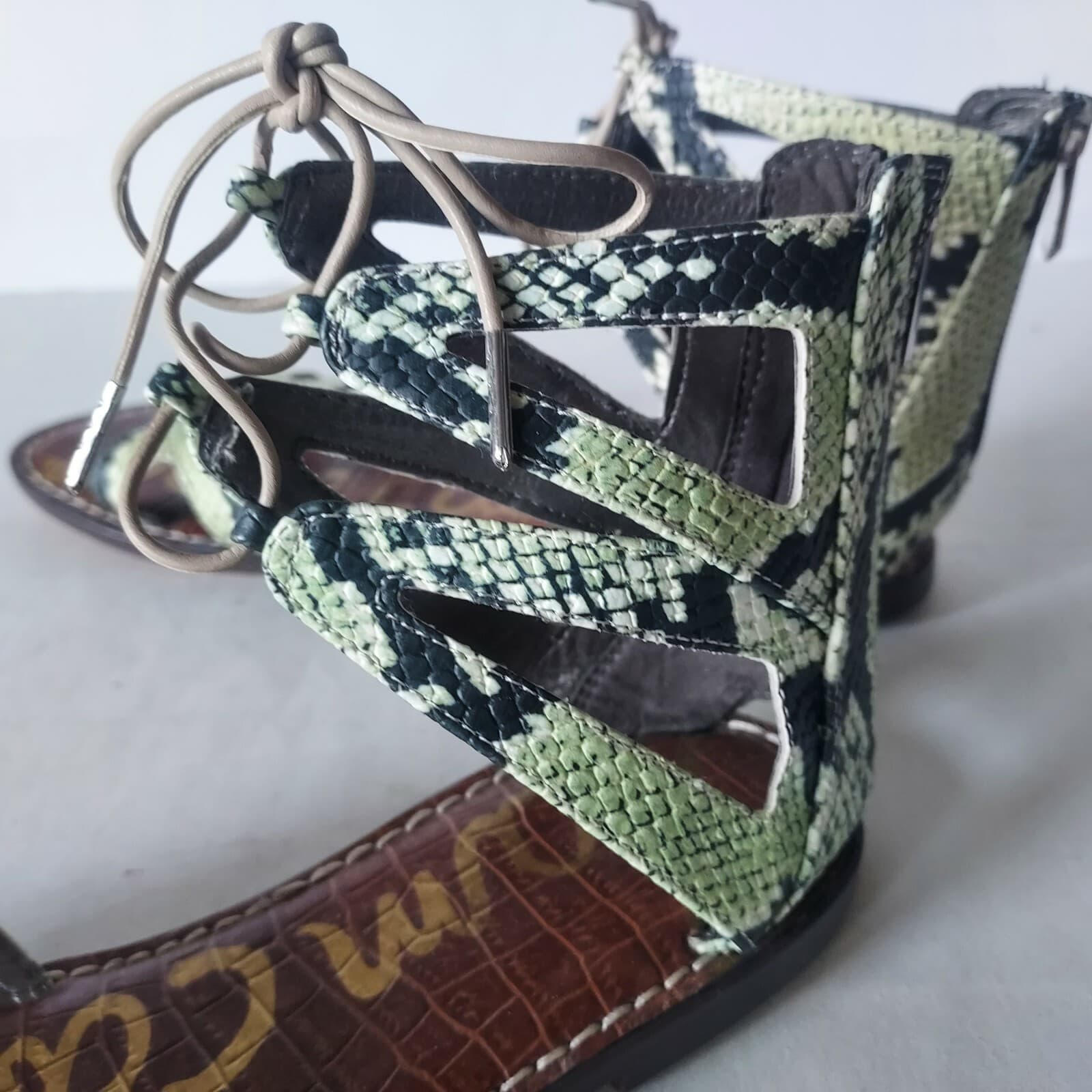NWoB Sam Edelman Gwenna Green Snakeskin Gladiator Leather Sandals Zip-Ankle US9 - Thumbnail 5