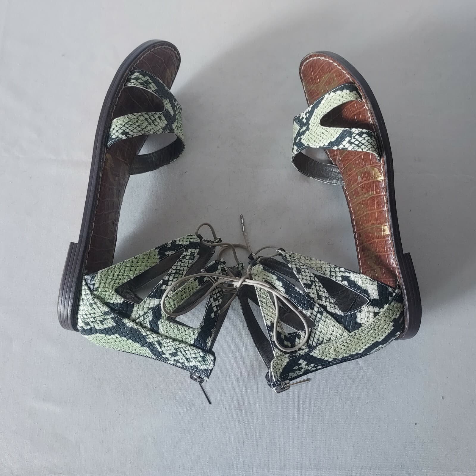 NWoB Sam Edelman Gwenna Green Snakeskin Gladiator Leather Sandals Zip-Ankle US9 - Thumbnail 8