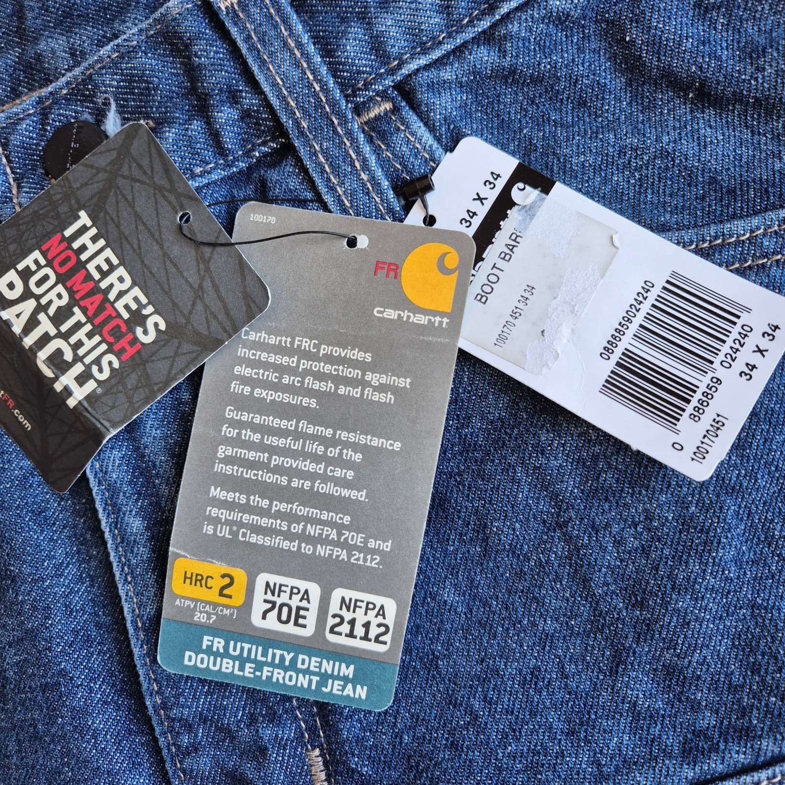 NWT Carhartt NFPA70E/2112 Utility Double-Front Jean Relaxed Fit Blue Men's 34x34 - Thumbnail 8
