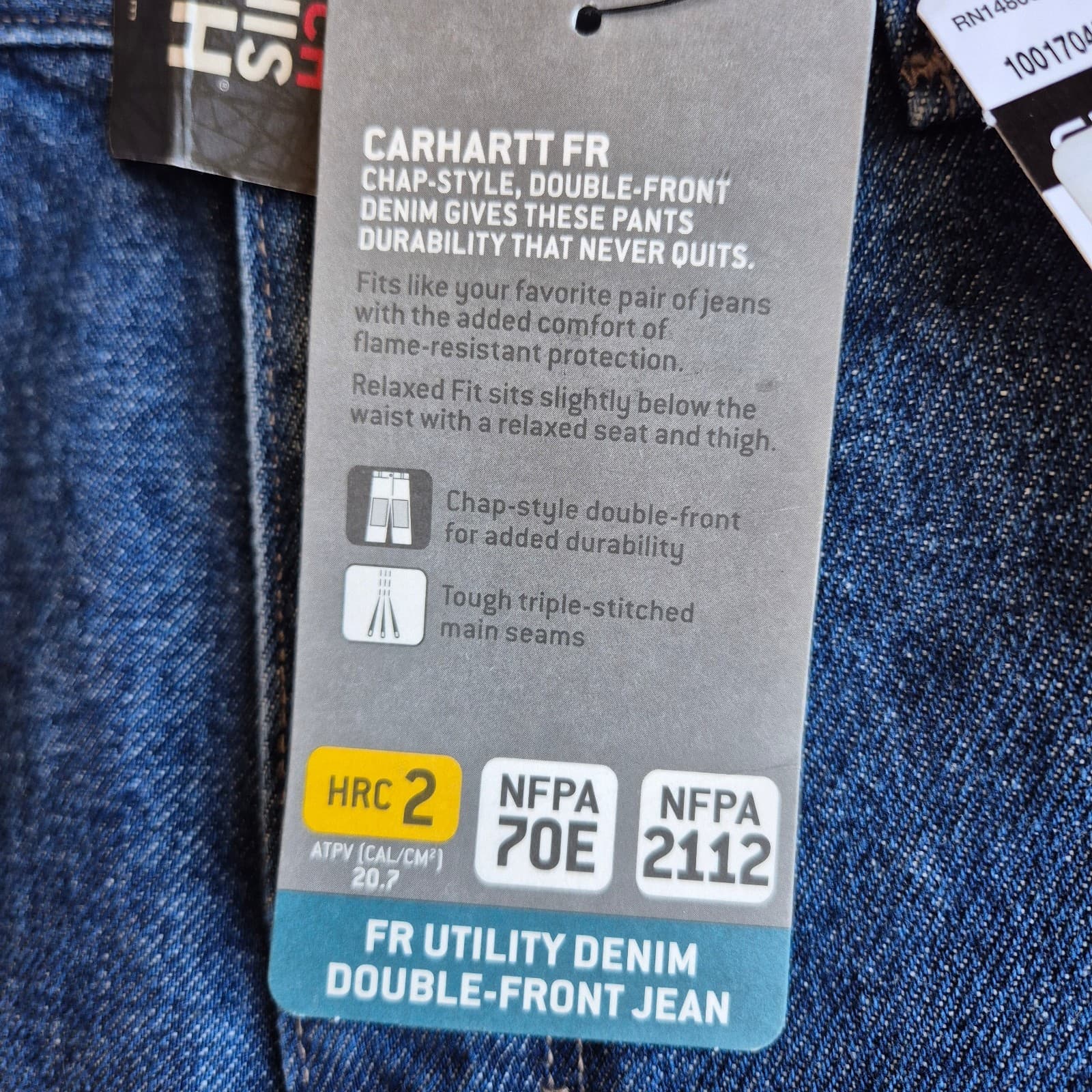 NWT Carhartt NFPA70E/2112 Utility Double-Front Jean Relaxed Fit Blue Men's 34x34 - Thumbnail 9