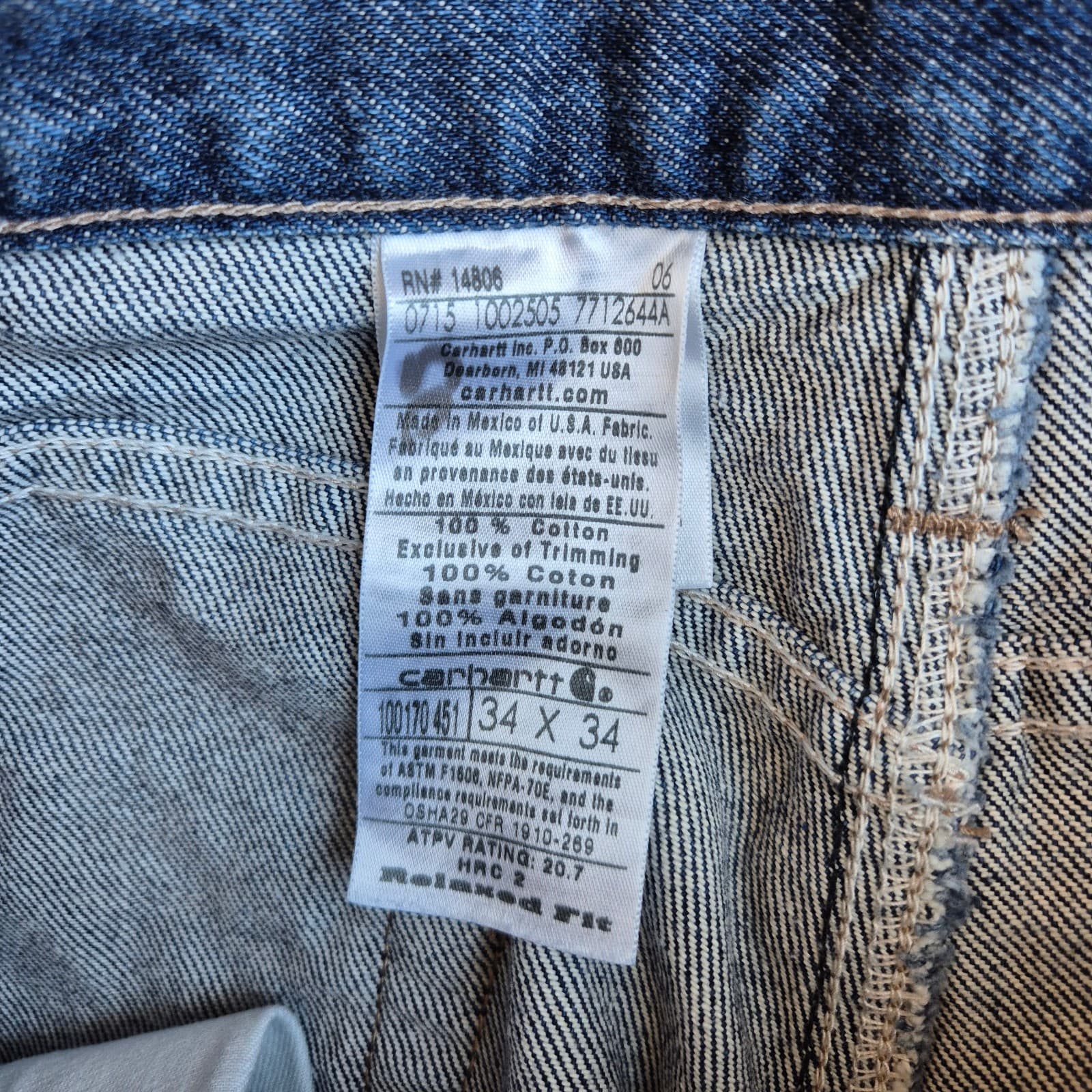 NWT Carhartt NFPA70E/2112 Utility Double-Front Jean Relaxed Fit Blue Men's 34x34 - Thumbnail 10