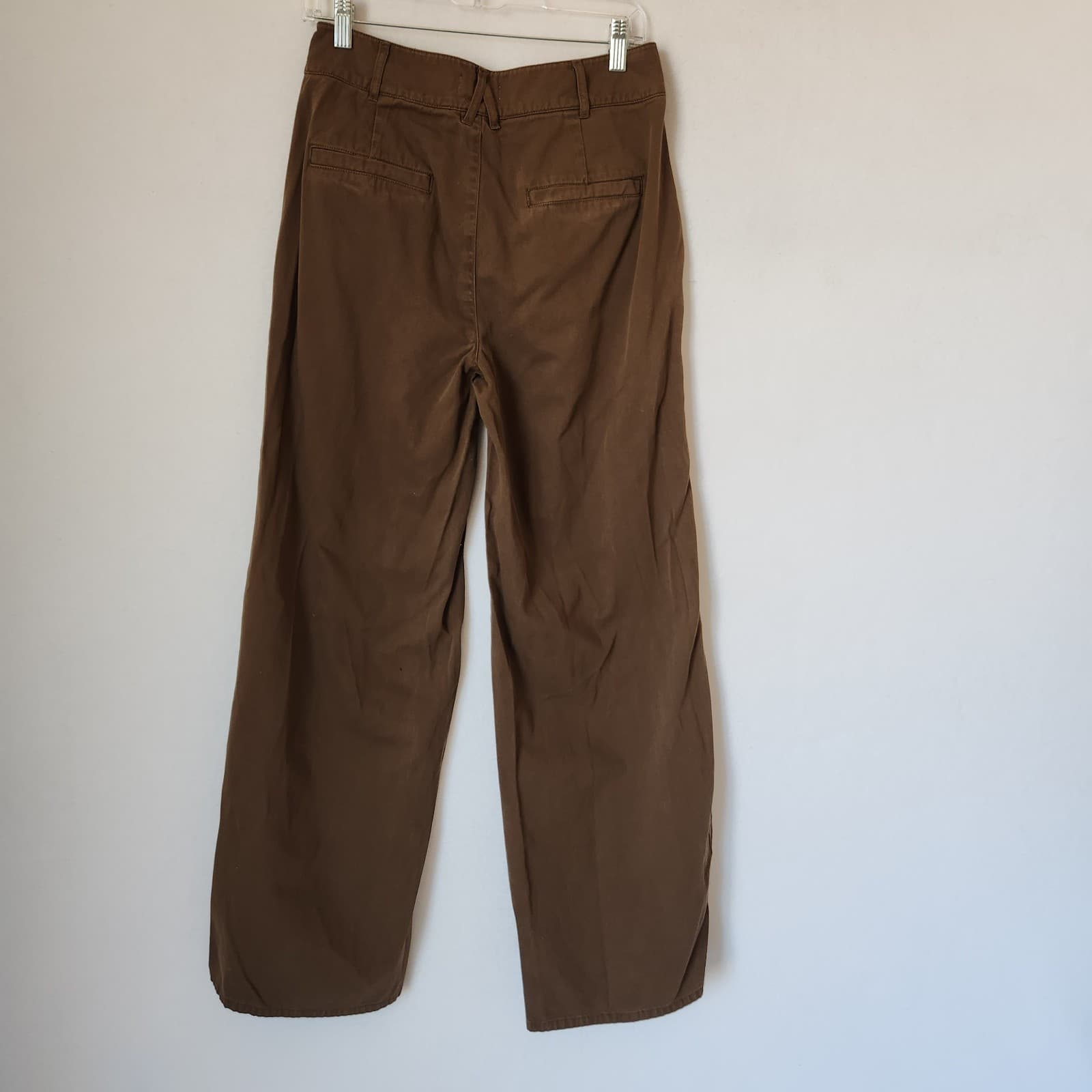Good American Good Skate Wide Leg High Rise Pants Zip Pocket Cotton Brown Sz.26 - Thumbnail 5