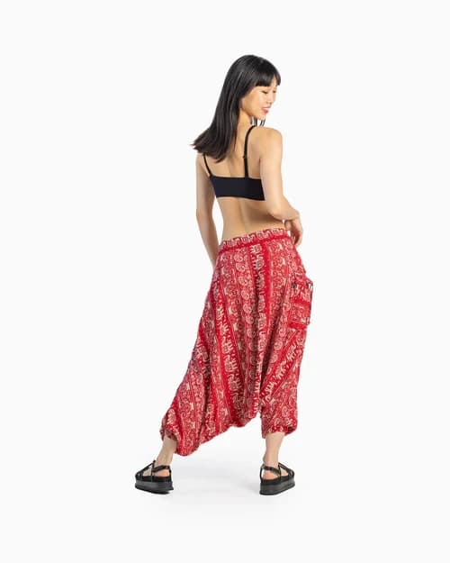 Buddha Pants O.G. Elephant Paisley Harem Pant Elastic Waist Cotton Unisex S - Thumbnail 7