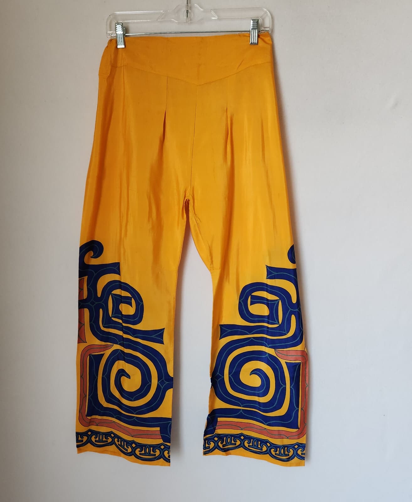 Japanese 100% Silk 2 Piece Kimono Robe + Pant Belt Yellow One Size Made in Japan - Thumbnail 6