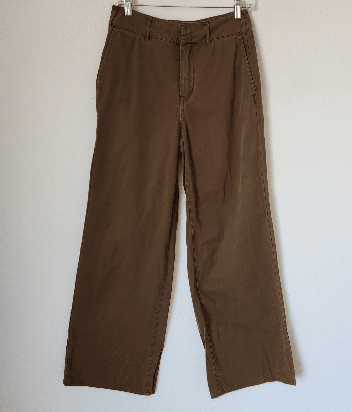 Good American Good Skate Wide Leg High Rise Pants Zip Pocket Cotton Brown Sz.26 - Thumbnail 3