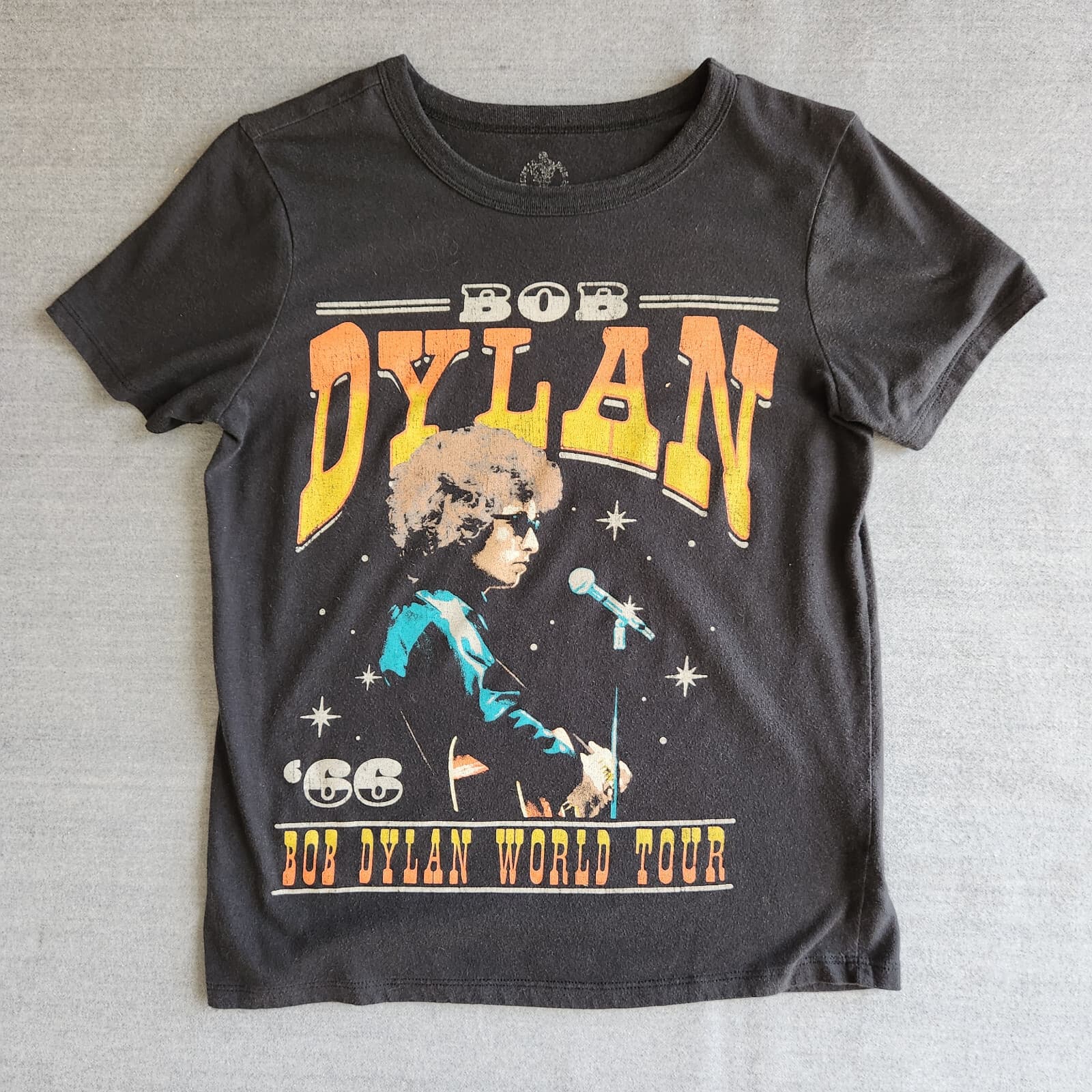Bob Dylan World Tour 1966 Graphic Tee-Shirt Short Sleeve Black Unisex Sz.S - Thumbnail 2