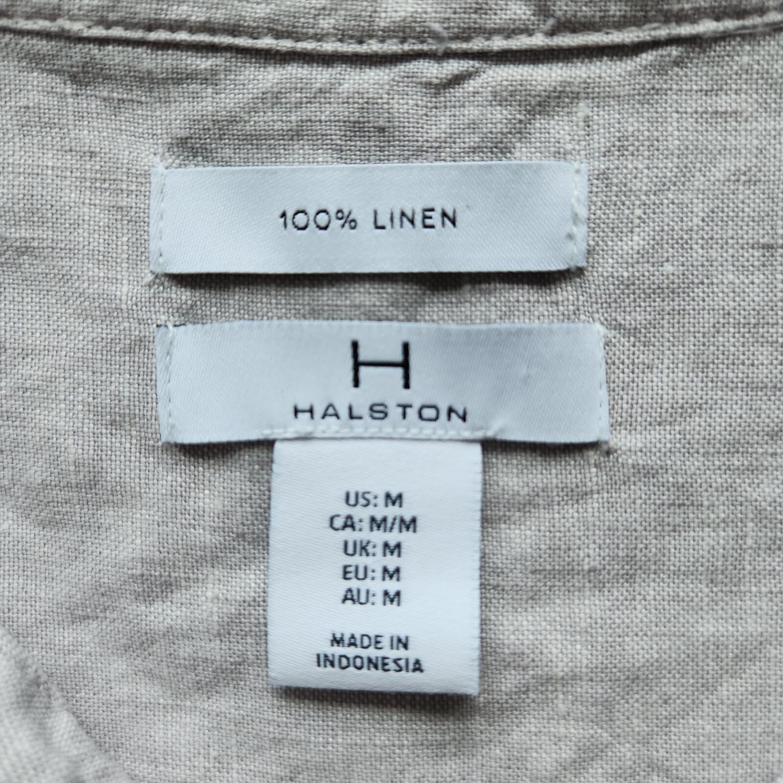 H by Halston 100% Linen Mini Shirt Dress Pearl-Button Sleeveless Beige Sz.M - Thumbnail 6