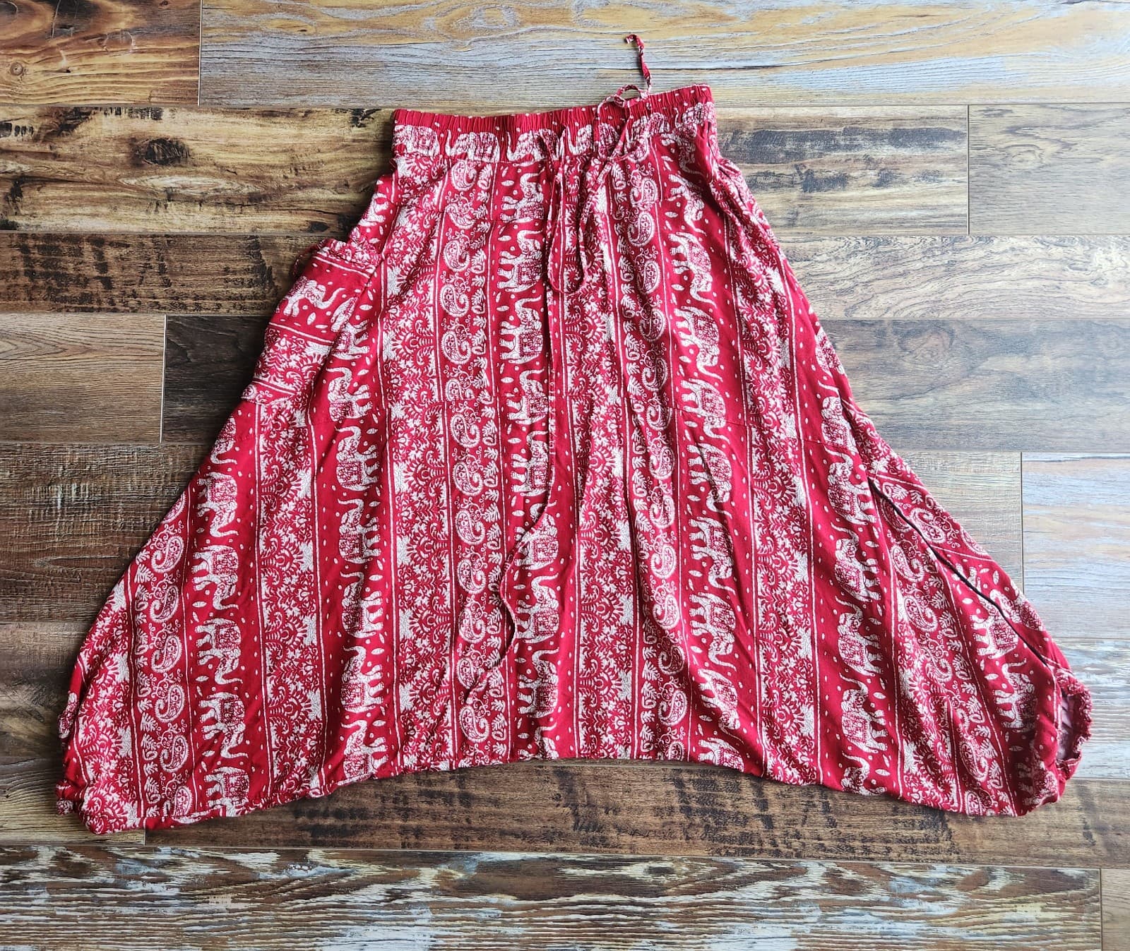 Buddha Pants O.G. Elephant Paisley Harem Pant Elastic Waist Cotton Unisex S - Thumbnail 2