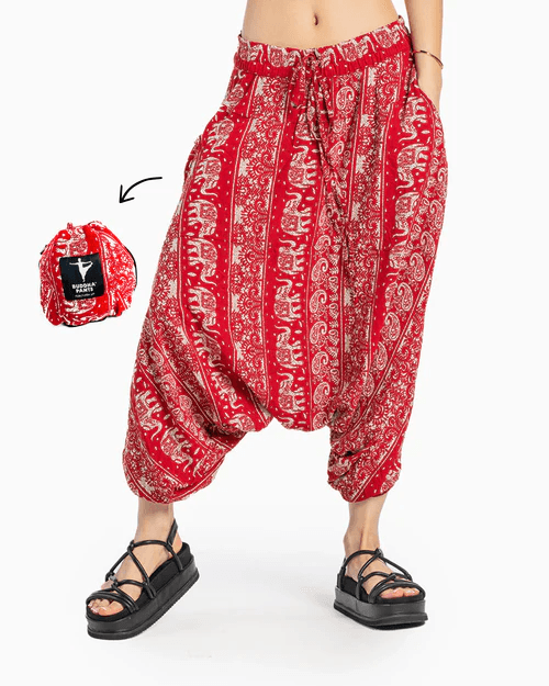 Buddha Pants O.G. Elephant Paisley Harem Pant Elastic Waist Cotton Unisex S - Thumbnail 5