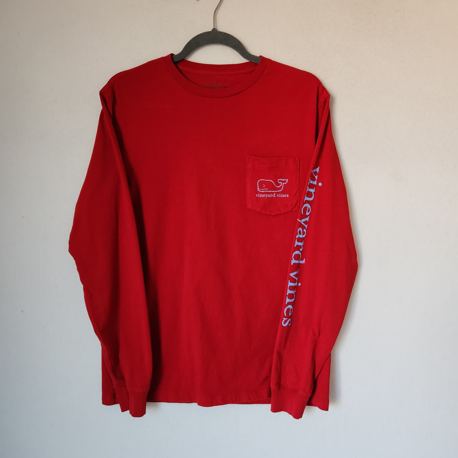 Vineyard Vines Vintage Whale Pocket Long Sleeve Graphic Tee Cotton Red Men's S - Thumbnail 2