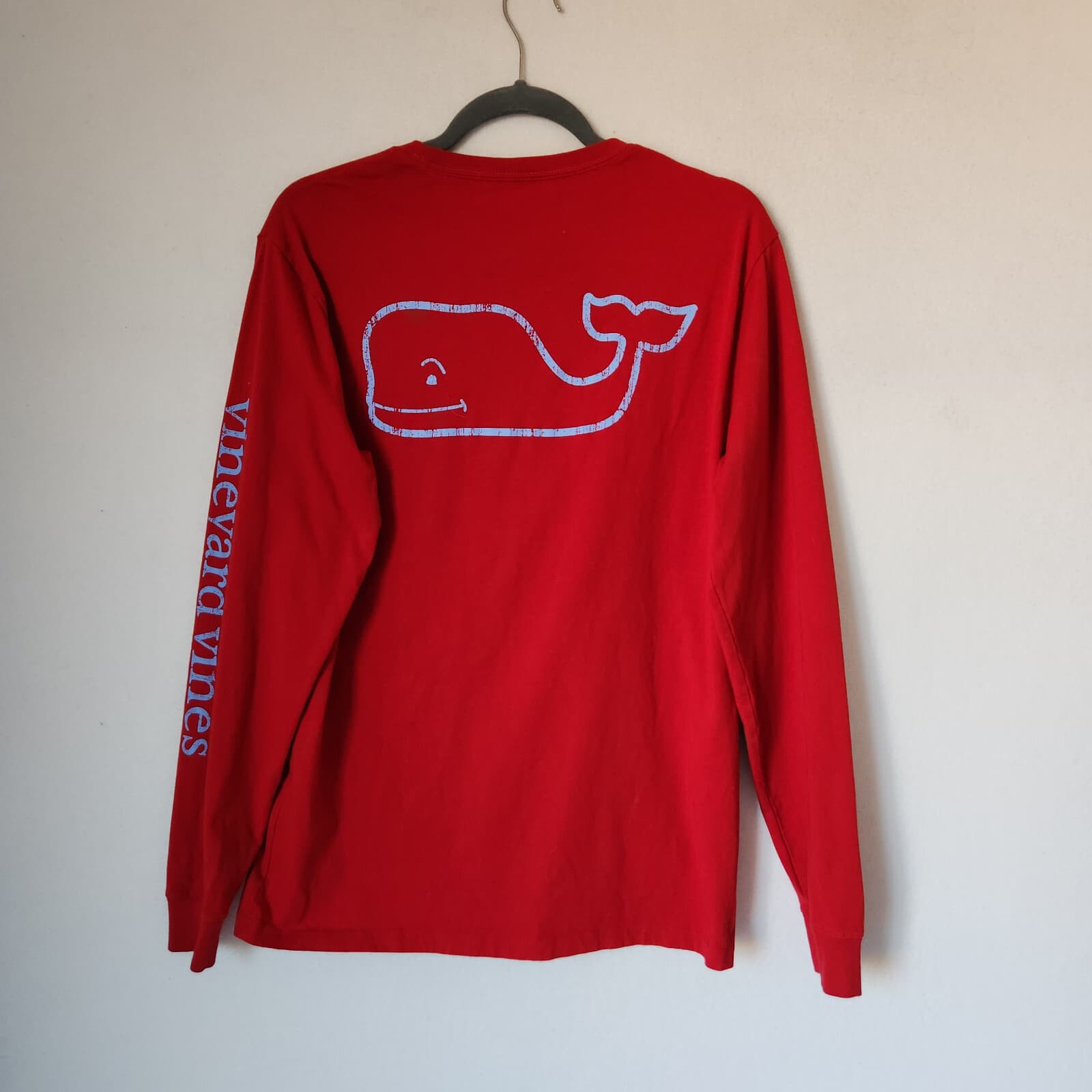 Vineyard Vines Vintage Whale Pocket Long Sleeve Graphic Tee Cotton Red Men's S - Thumbnail 4