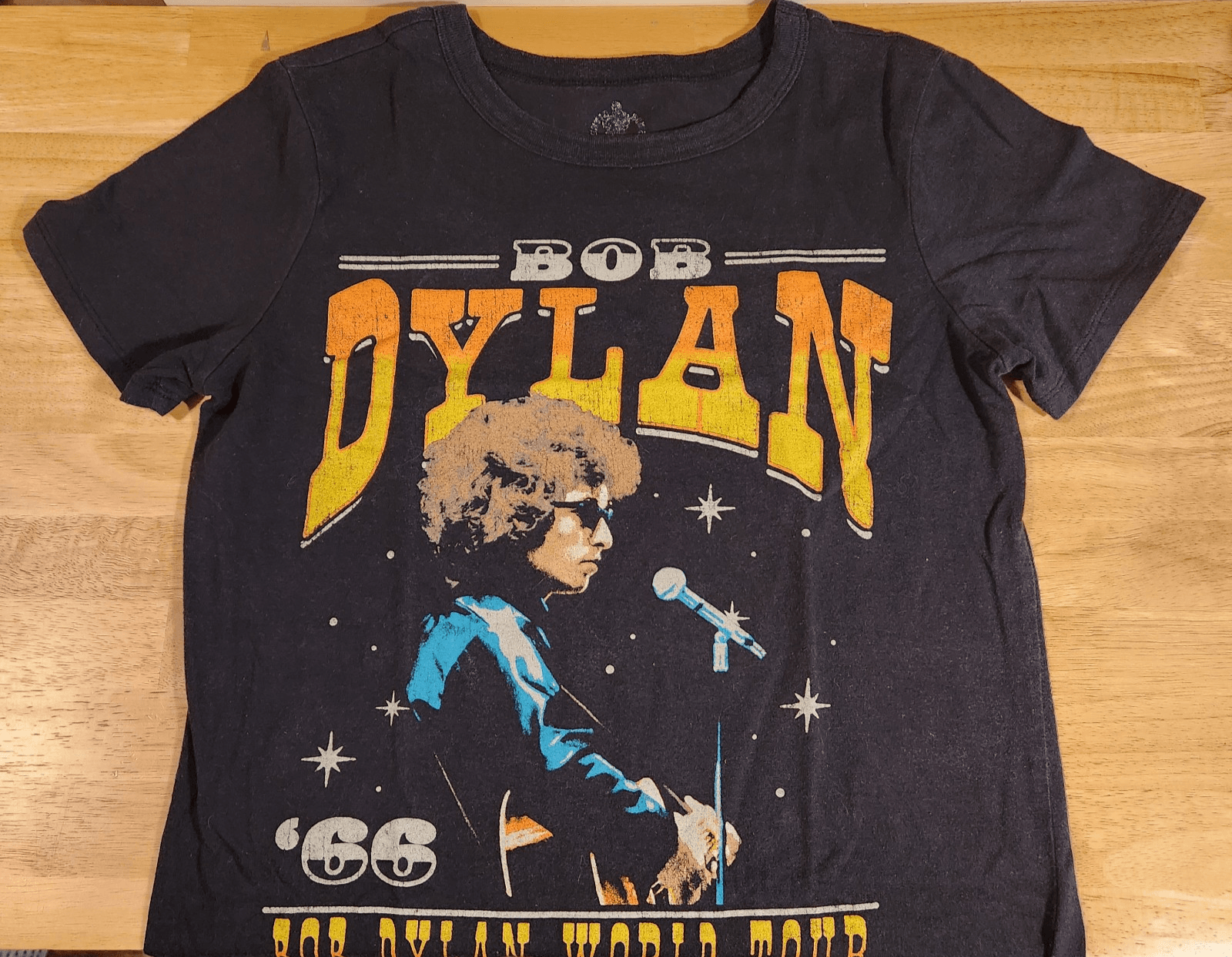 Bob Dylan World Tour 1966 Graphic Tee-Shirt Short Sleeve Black Unisex Sz.S - Thumbnail 3